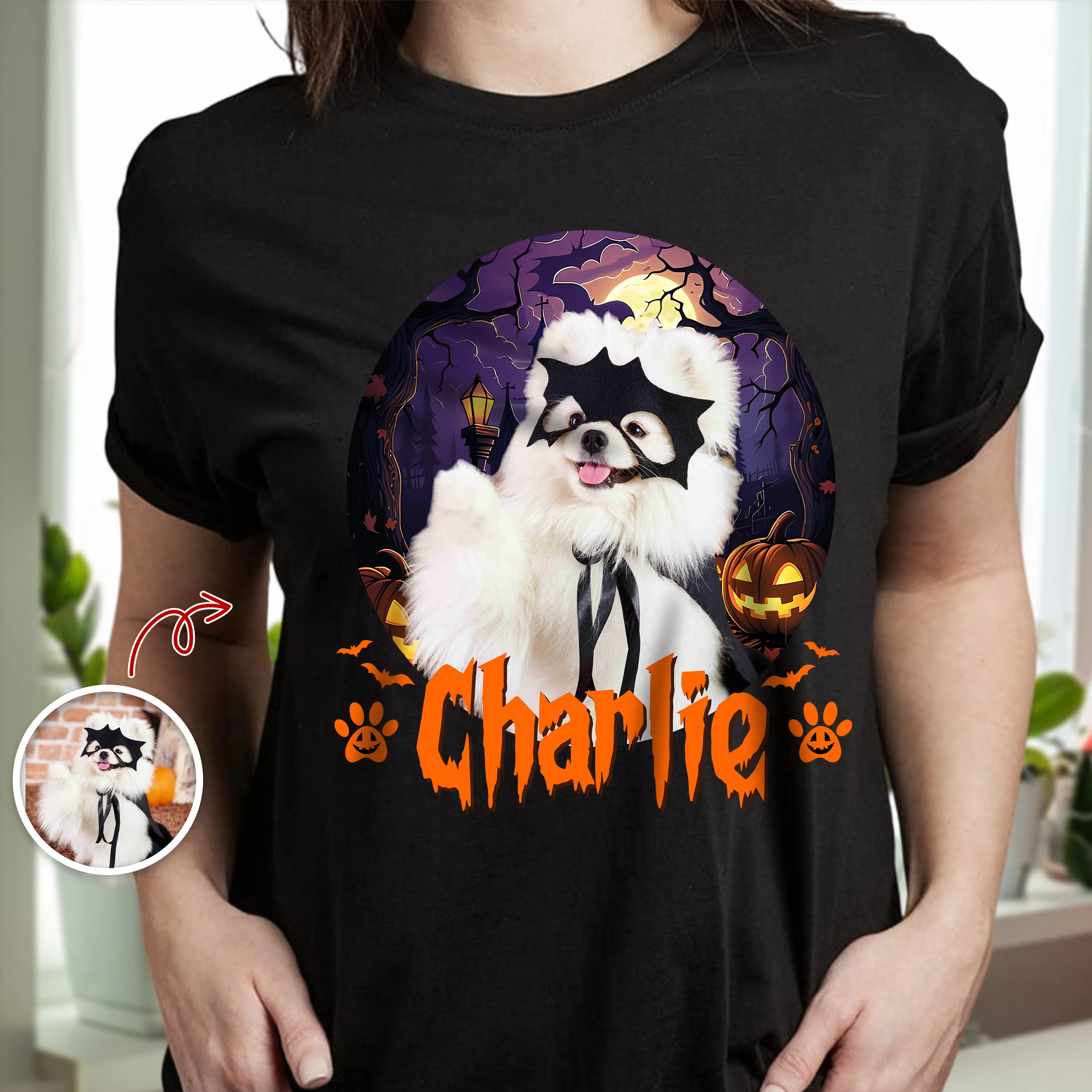 Custom Dog Cat Photo Funny Ghost Halloween Dark Shirt HO82 894978 - Image 2
