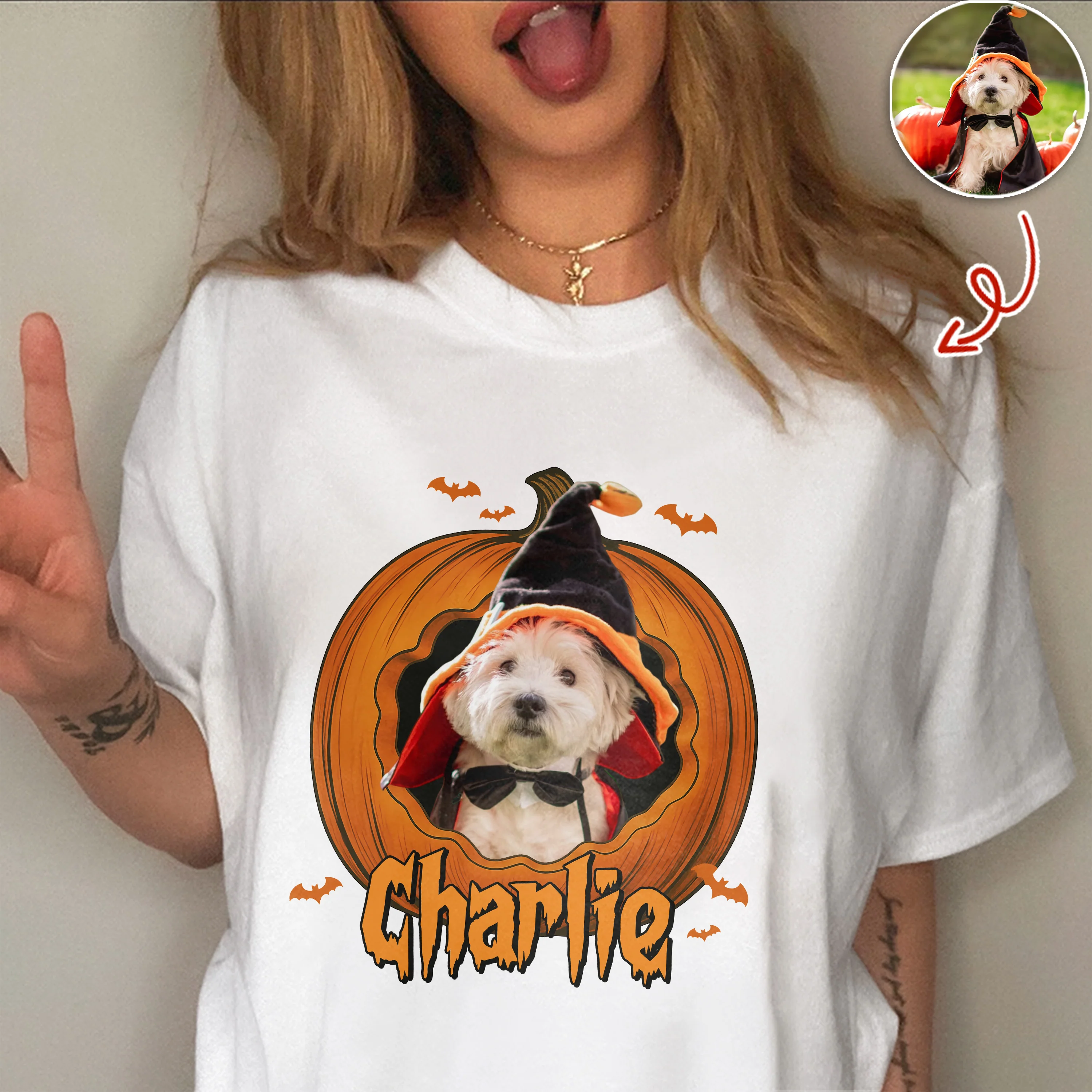 Custom Dog Cat Photo Halloween Pumpkin Comfort Shirt HO82 894926 - Image 8