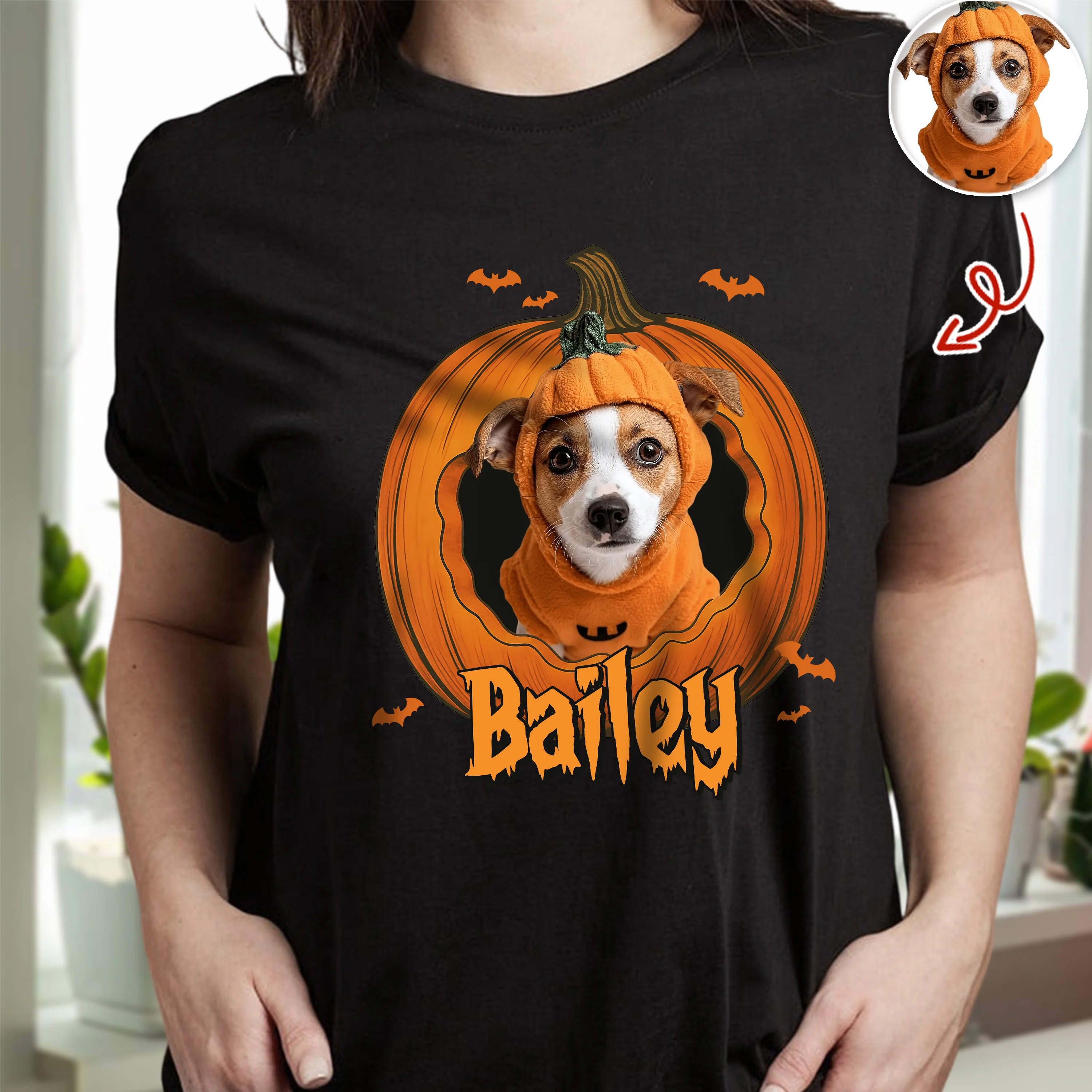 Custom Dog Cat Photo Halloween Pumpkin Dark Shirt HO82 894924 - Image 6