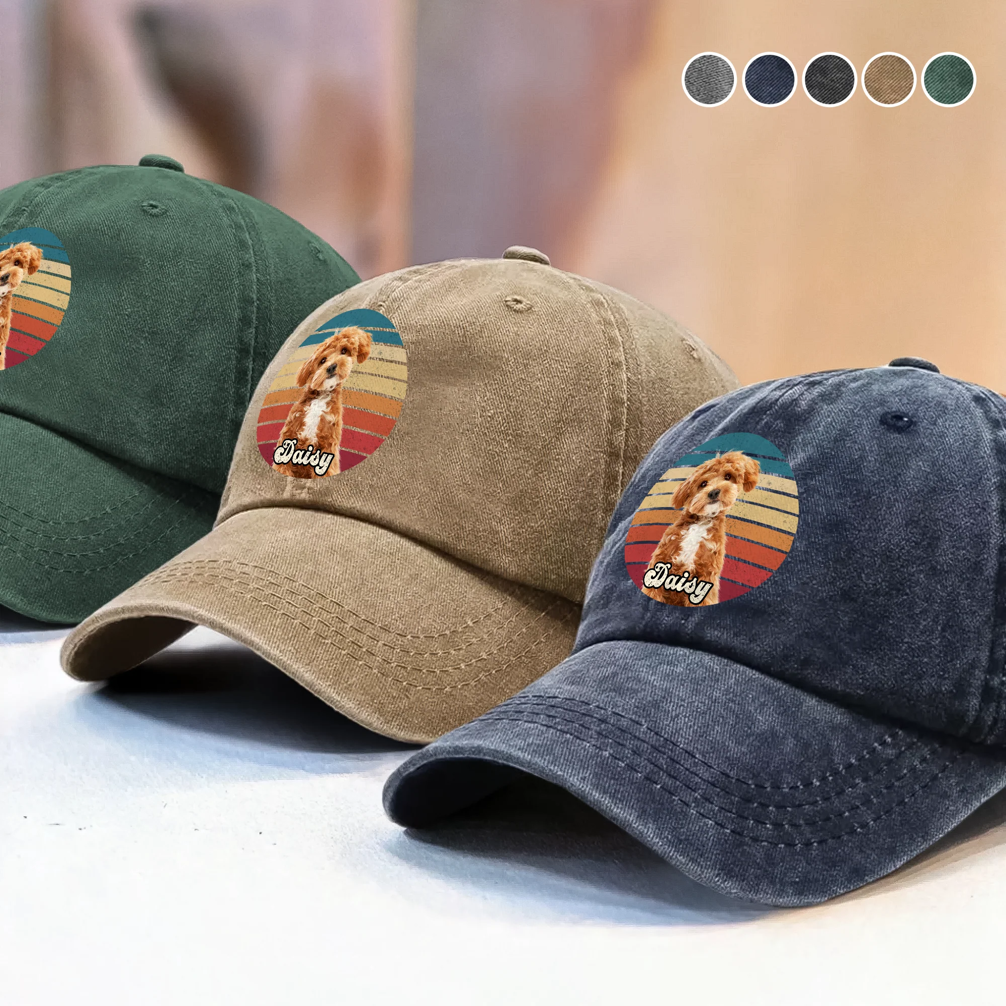 Custom Dog Cat Photo Retro Washed Denim Baseball Cap Personalized Gift For Dog Cat Lovers HO82 894458 - Image 5
