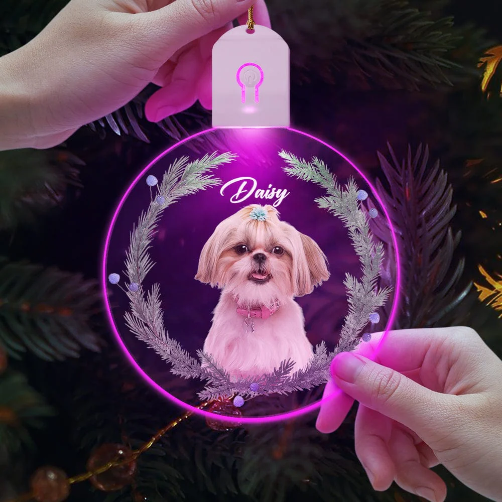 Custom Dog Christmas Photo For Dog Lovers Circle Led Acrylic Ornament HO82 893260 - Image 6
