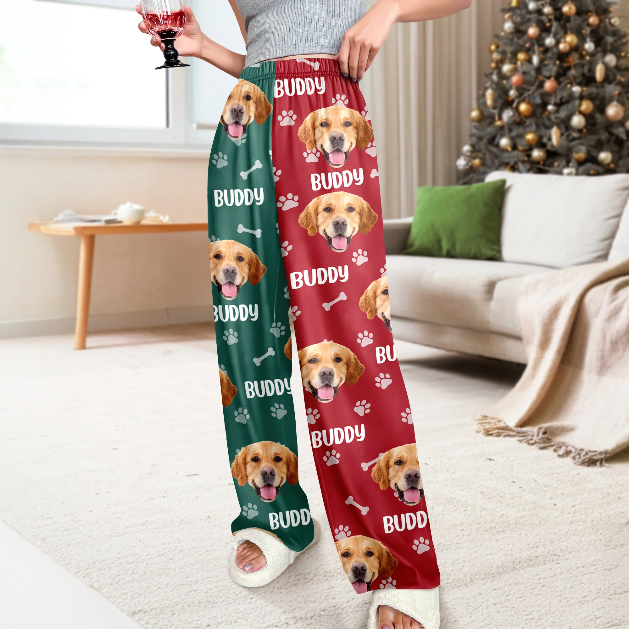 Custom Dog Face Photo Color Split Sweatpants Gift For Christmas HO82 900386 - Image 3