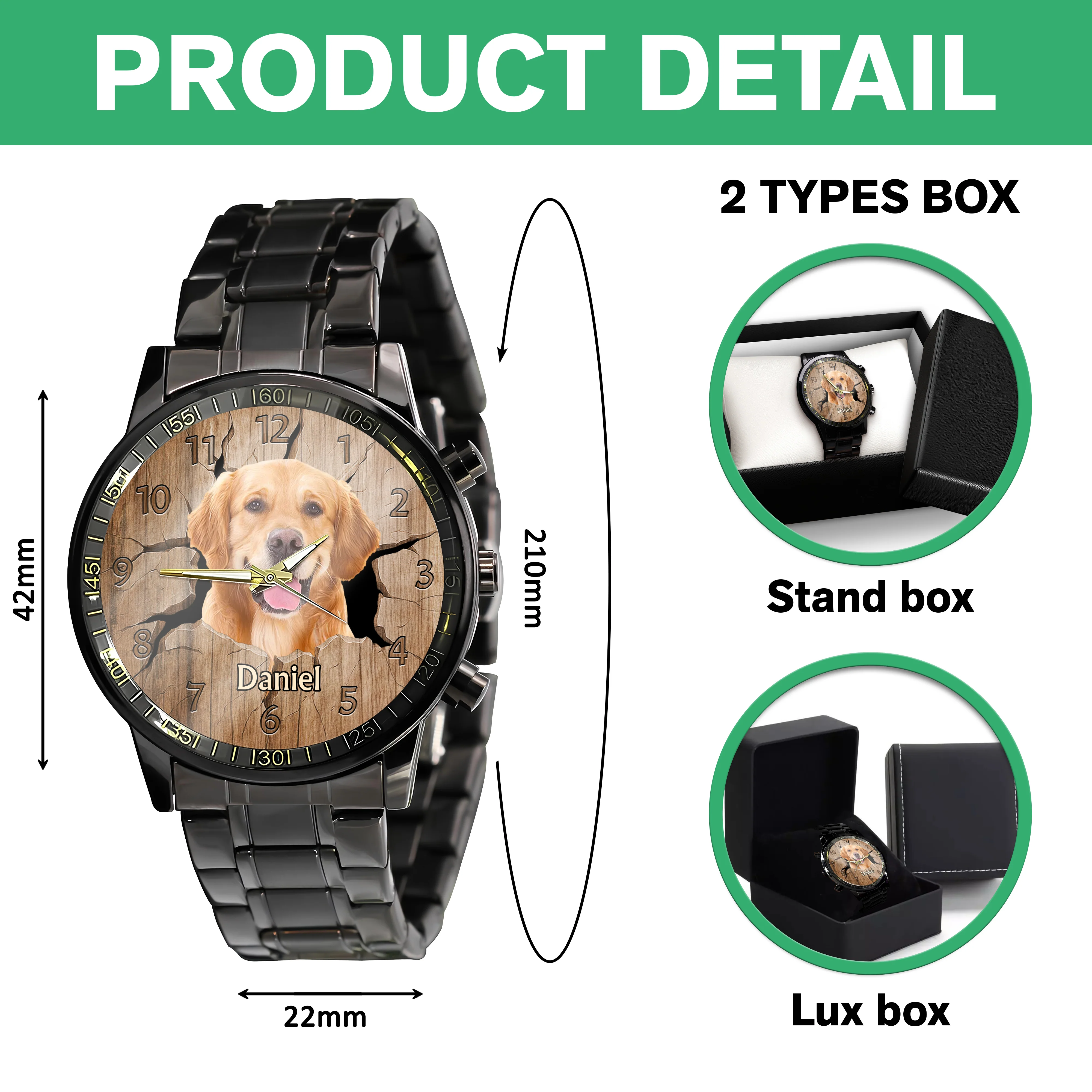 Custom Dog Photo 3D Inflated Men's Watch Gift For Dog Dad HO82 893760 - Image 6