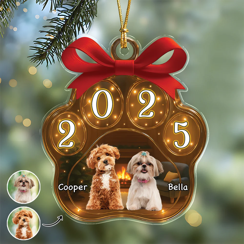 Custom Dog Photo Christmas 2025 Acrylic Ornament Christmas HO82 894750 - Image 2