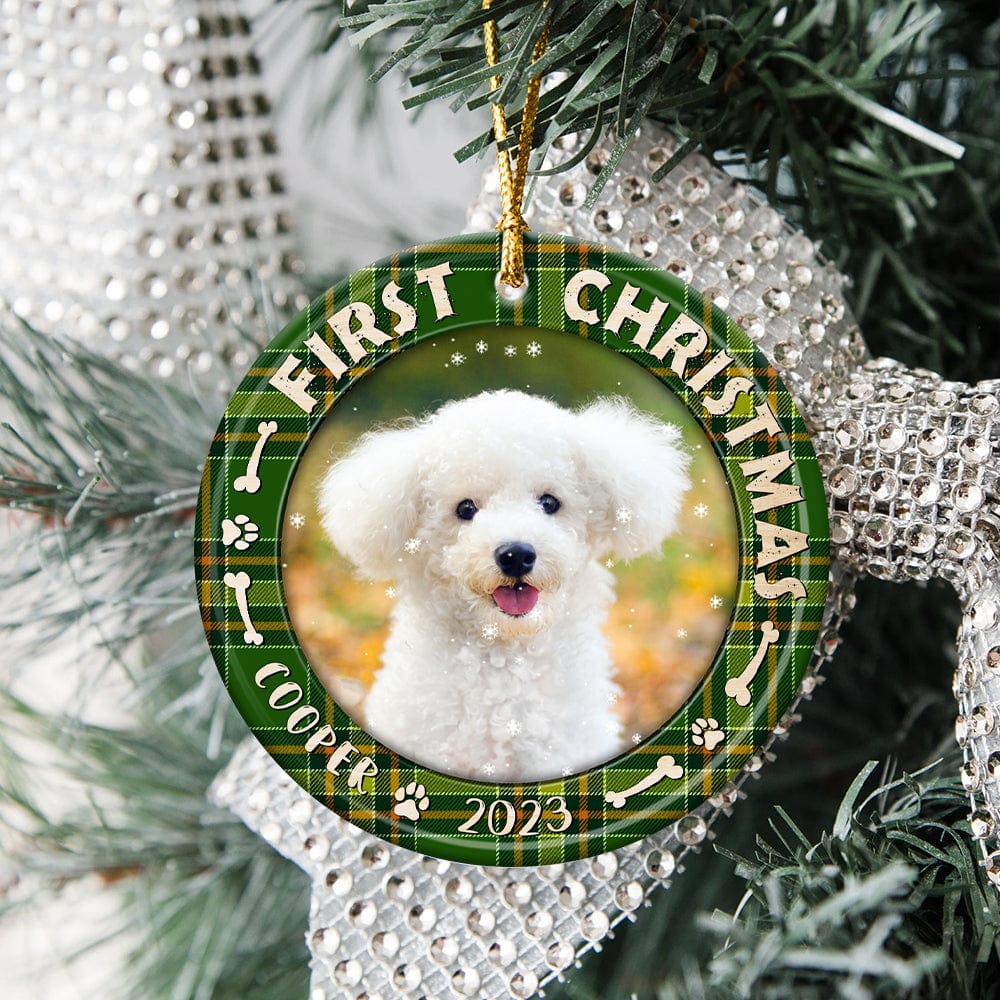 Custom Dog Photo First Christmas Ceramic Ornament N304 889720 - Image 2