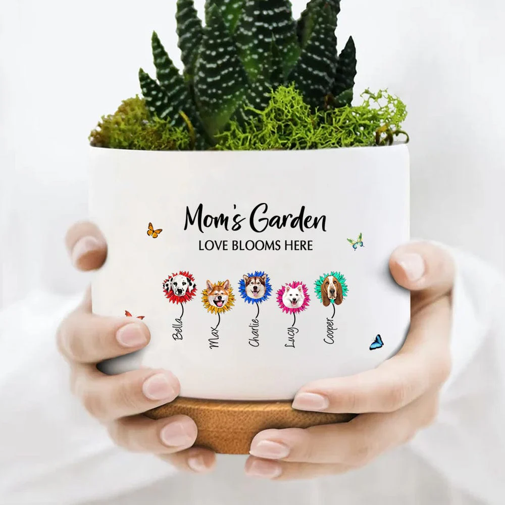 Custom Dog Photo Grandpa's Garden Family Plant Pot T368 889342