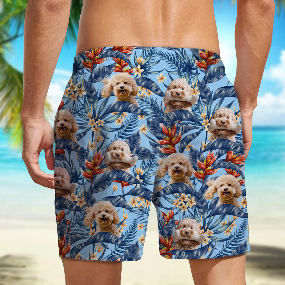 Custom Dog Photo Hawaii In The Air Family Man's Beach Short HO82 894270 - Image 6