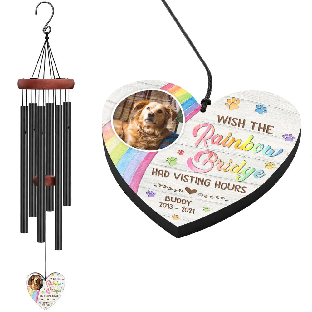 Custom Dog Photo I Crossed The Rainbow Bridge Memorial Wind Chimes HO82 891312 - Image 4