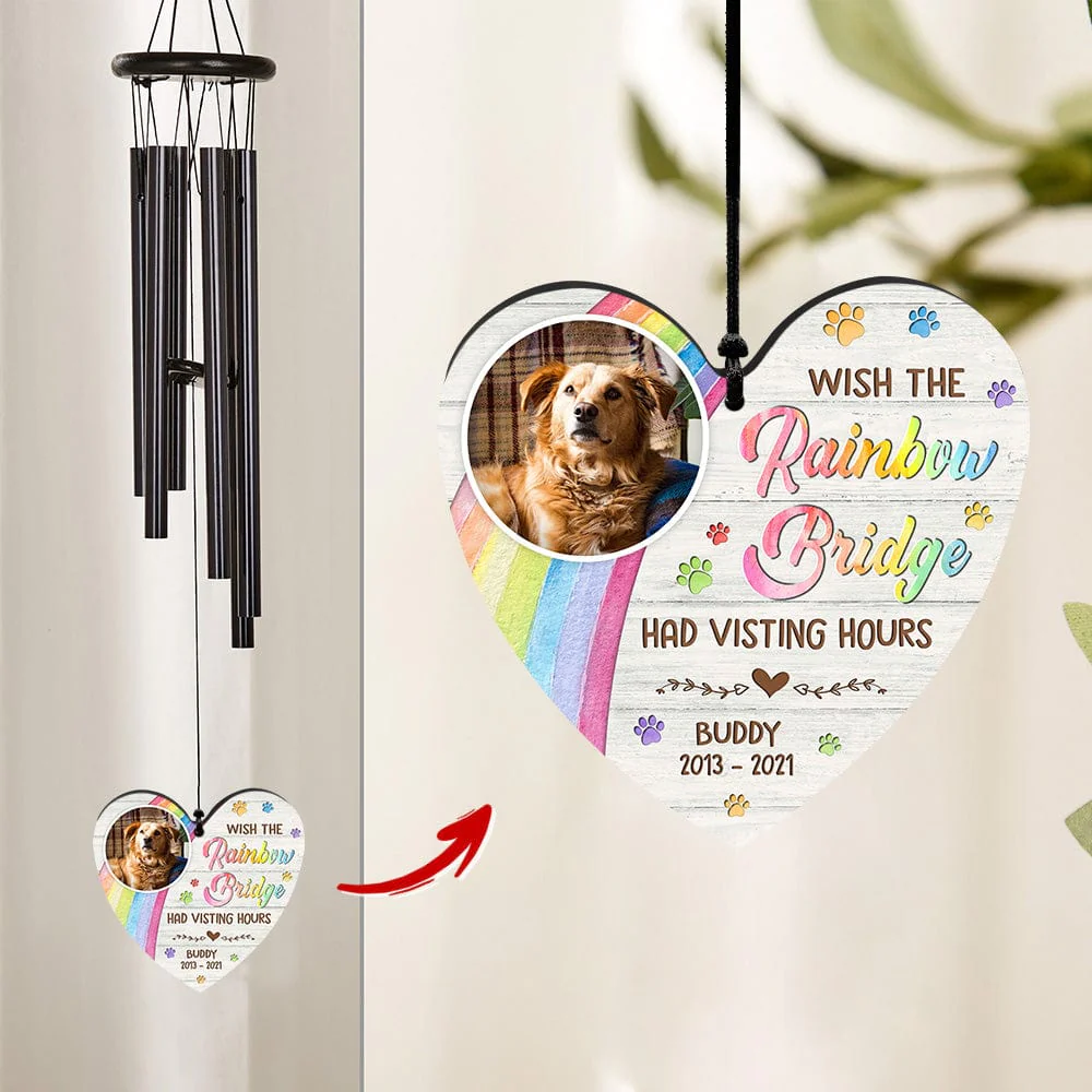 Custom Dog Photo I Crossed The Rainbow Bridge Memorial Wind Chimes HO82 891312 - Image 6