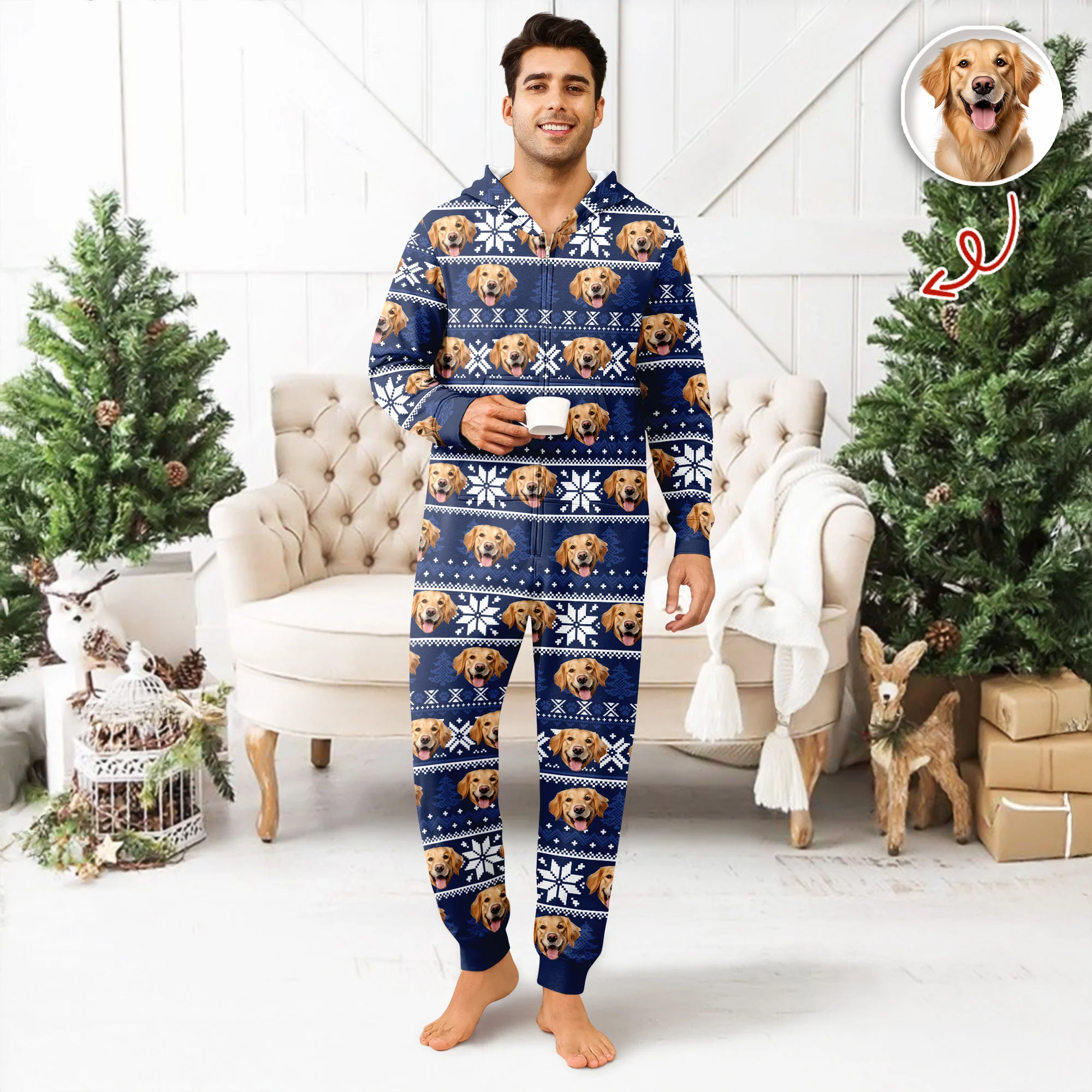 Custom Dog Photo May Your Christmas Be Furry And Bright Onesie Pajamas HO82 900396 - Image 9