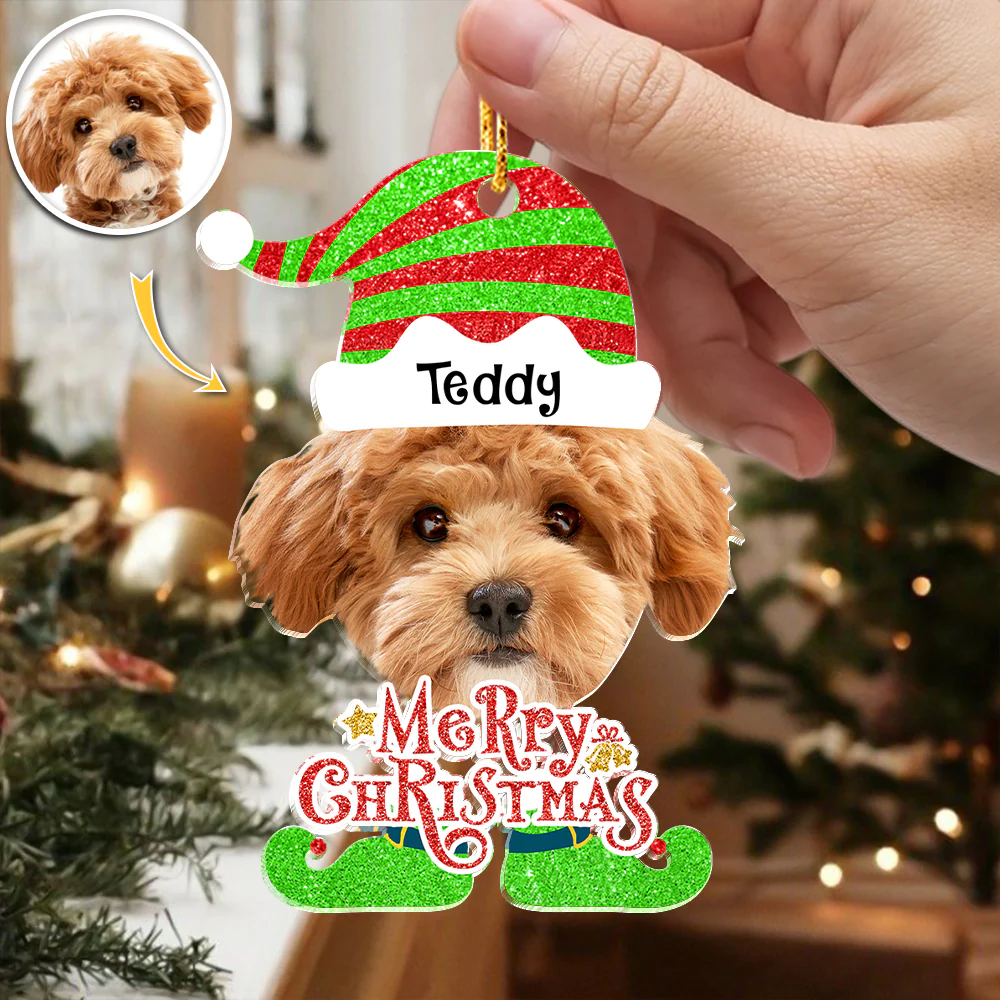 Custom Dog Photo Merry Christmas Acrylic Ornament Gift For Pet Lovers HO82 894828 - Image 2