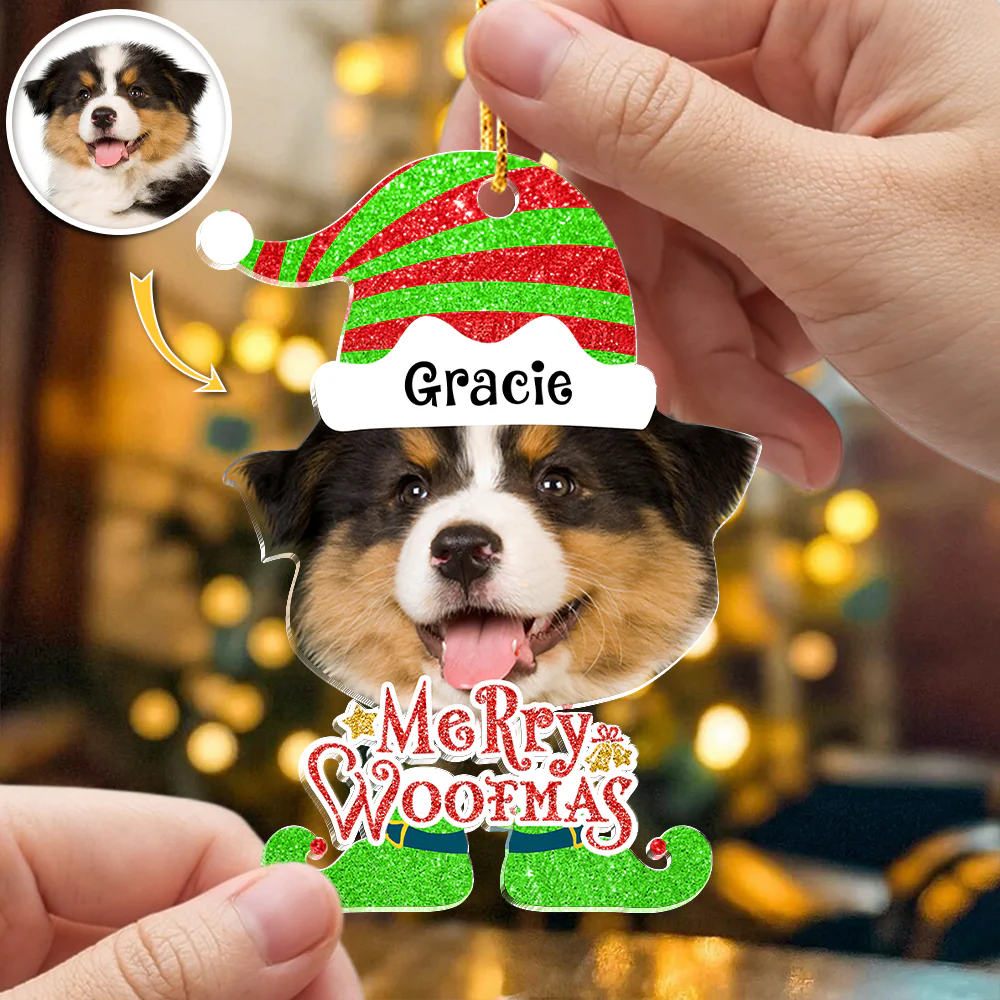 Custom Dog Photo Merry Christmas Acrylic Ornament Gift For Pet Lovers HO82 894828 - Image 4