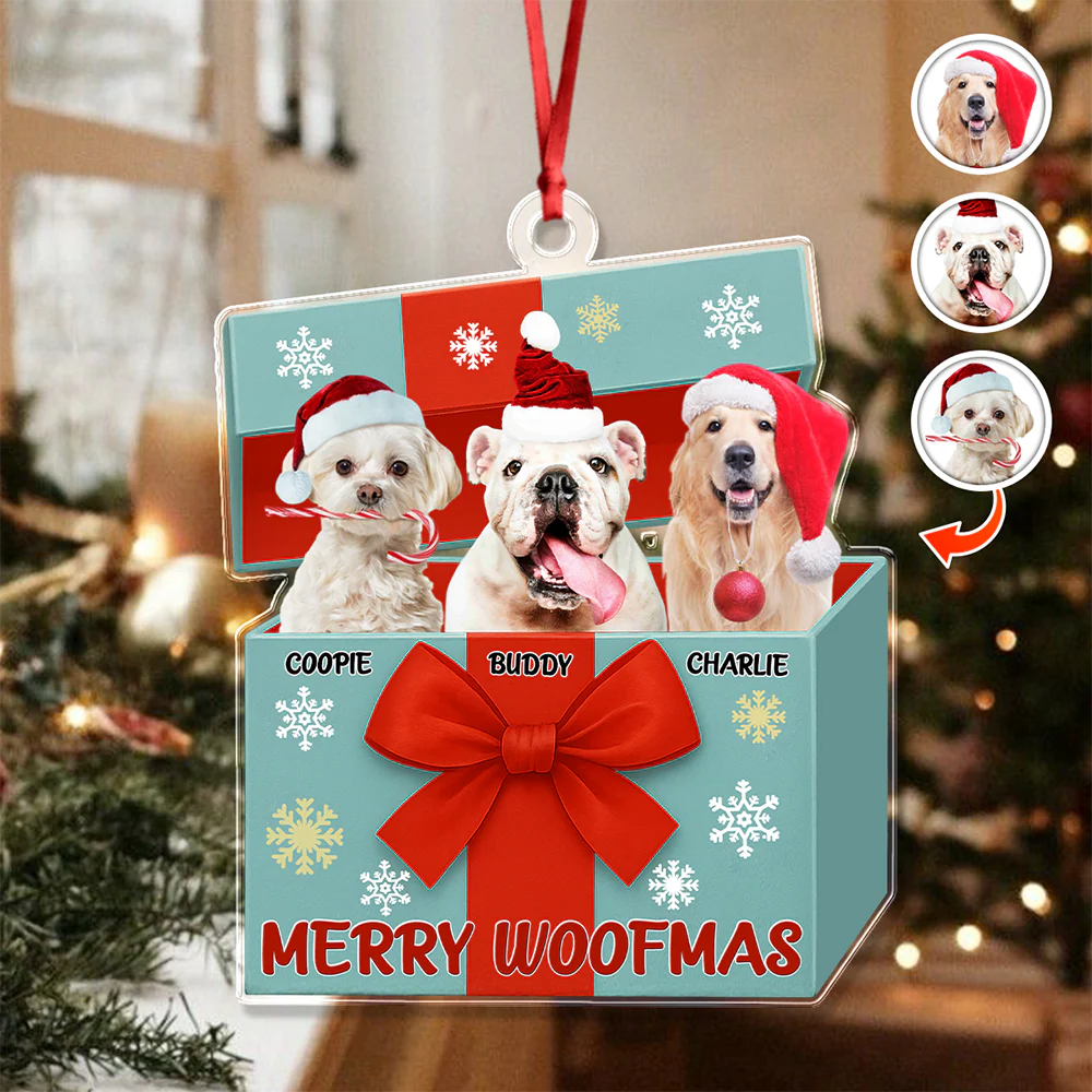 Custom Dog Photo Merry Woofmas Acrylic Ornament Gift For Dog Lovers HO82 900008 - Image 8
