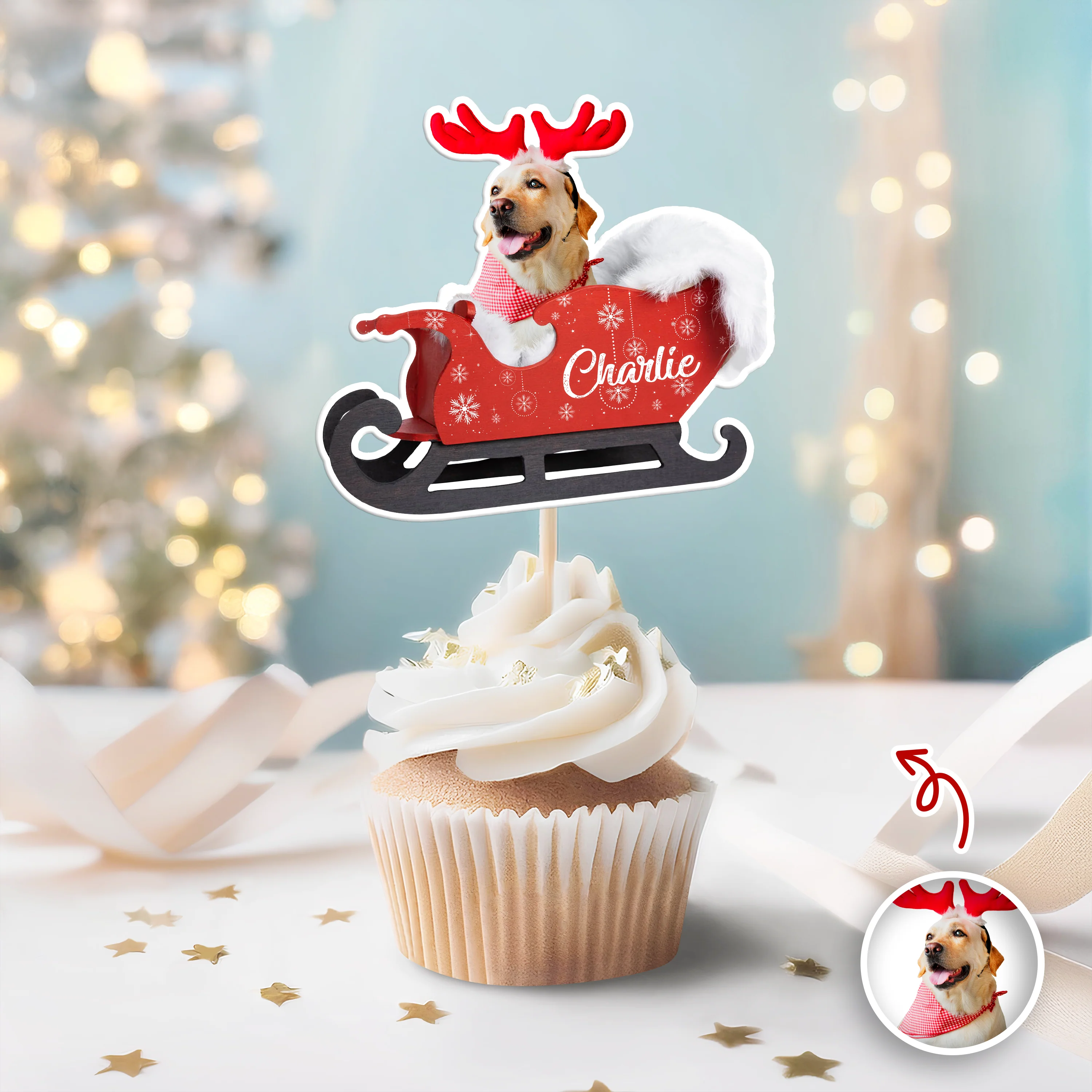 Custom Dog Photo Santa Cupcake Cupcake Toppers HO82 894580 - Image 2