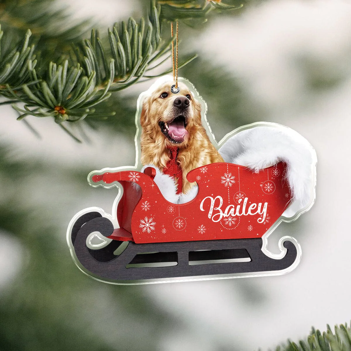 Custom Dog Photo Santa Acrylic Ornament HO82 891104 - Image 3
