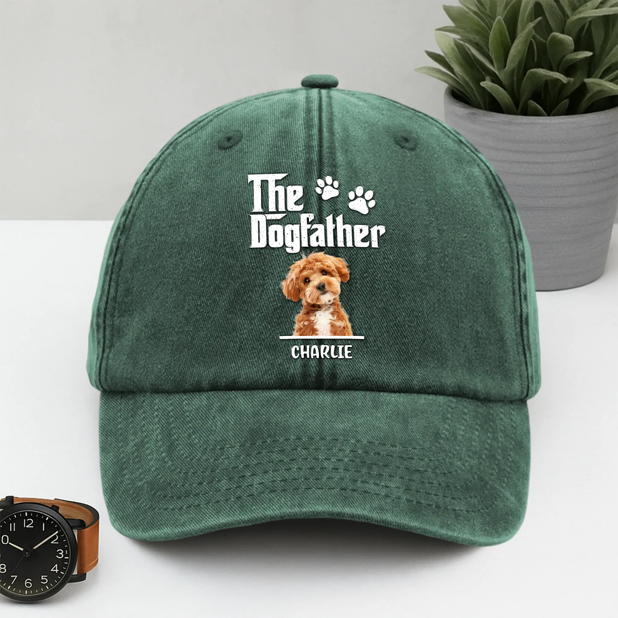 Custom Dog Photo The Dog Father Washed Denim Baseball Cap Gift For Father's Day, Dog Dad HO82 893956 - Image 4