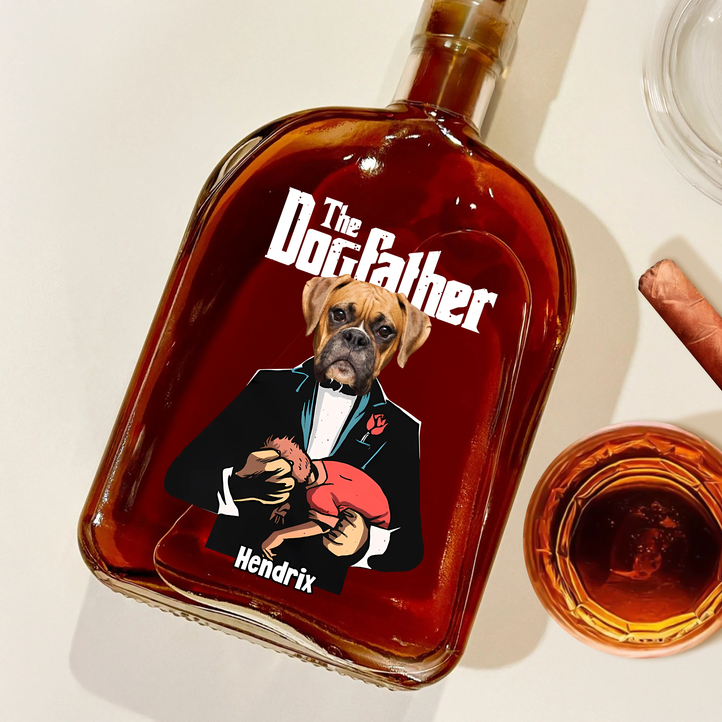 Custom Dog Photo The Dogfather Whiskey Bottle Dog Lovers Gift HO82 894046 - Image 2