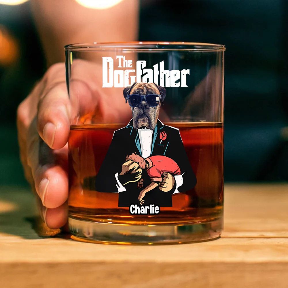 Custom Dog Photo The Dogfather Whiskey Glass Personalized Gift For Dog Dad HO82 893870 - Image 3