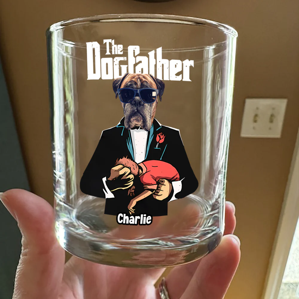 Custom Dog Photo The Dogfather Whiskey Glass Personalized Gift For Dog Dad HO82 893870 - Image 4