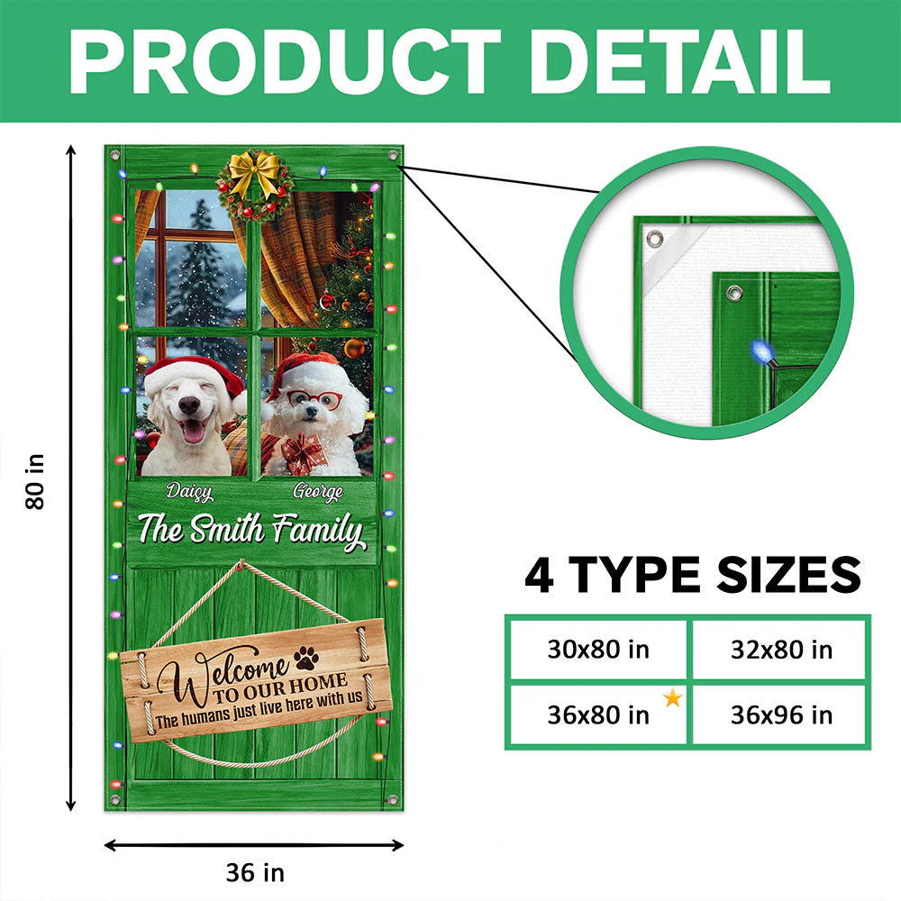 Custom Dog Photo This Humans Live Here With Us Door Cover HO82 900254 - Image 6