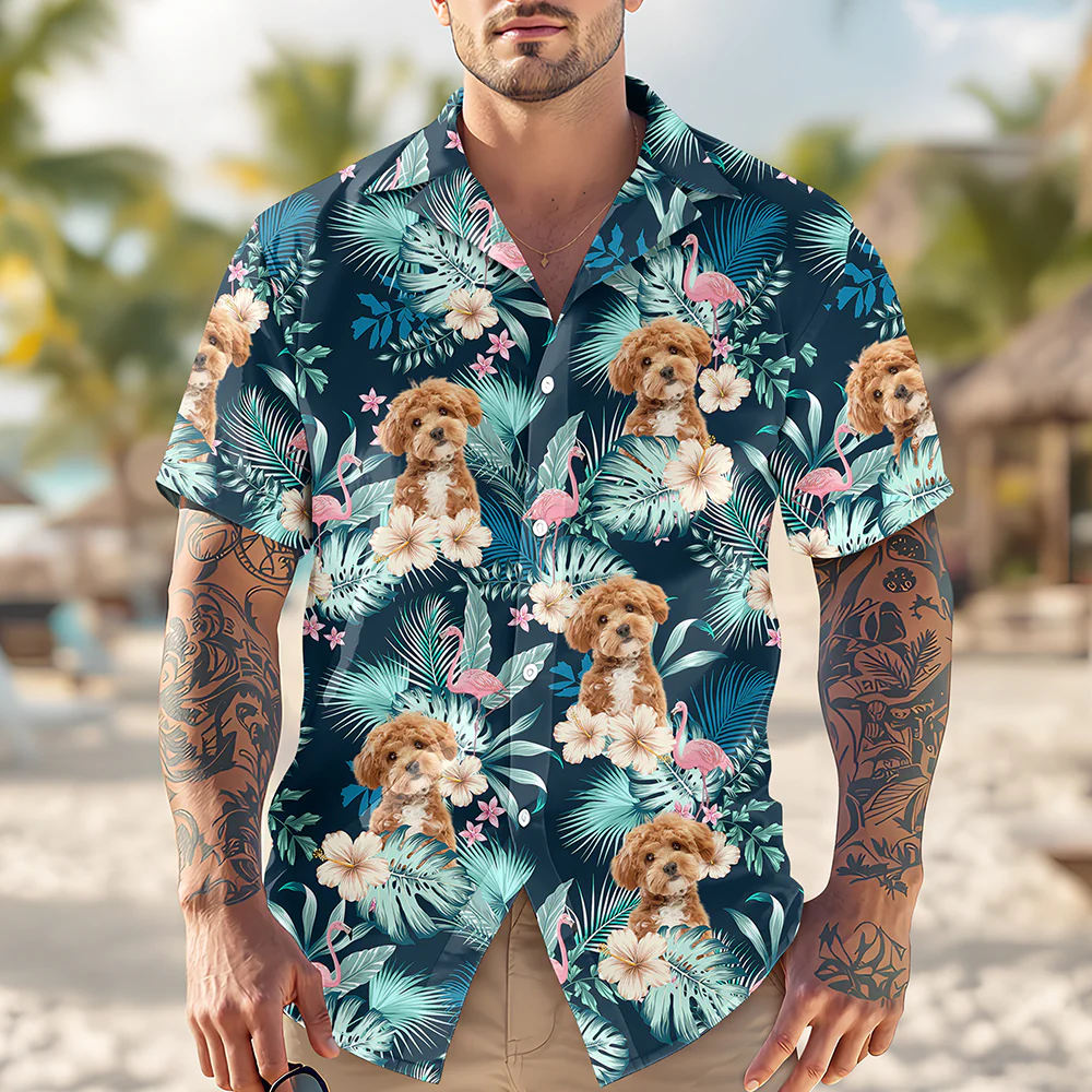 Custom Dog Photo Tropical Vacation Aloha Hawaii Shirt Gift For Dog Lovers HO82 894310 - Image 3