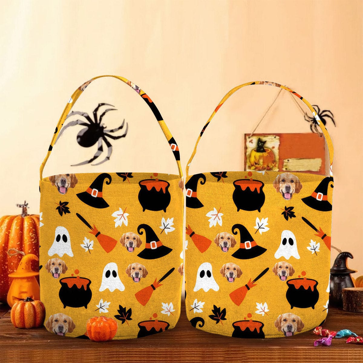 Custom Dog Photo With Accessory Pattern Halloween Basket TA29 889602 - Image 2