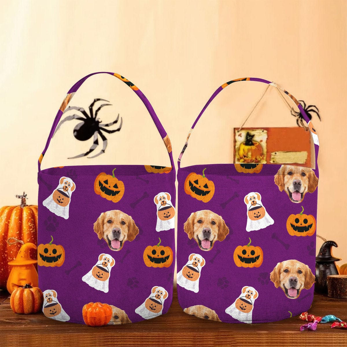 Custom Dog Photo With Accessory Pattern Halloween Basket TA29 889602 - Image 3