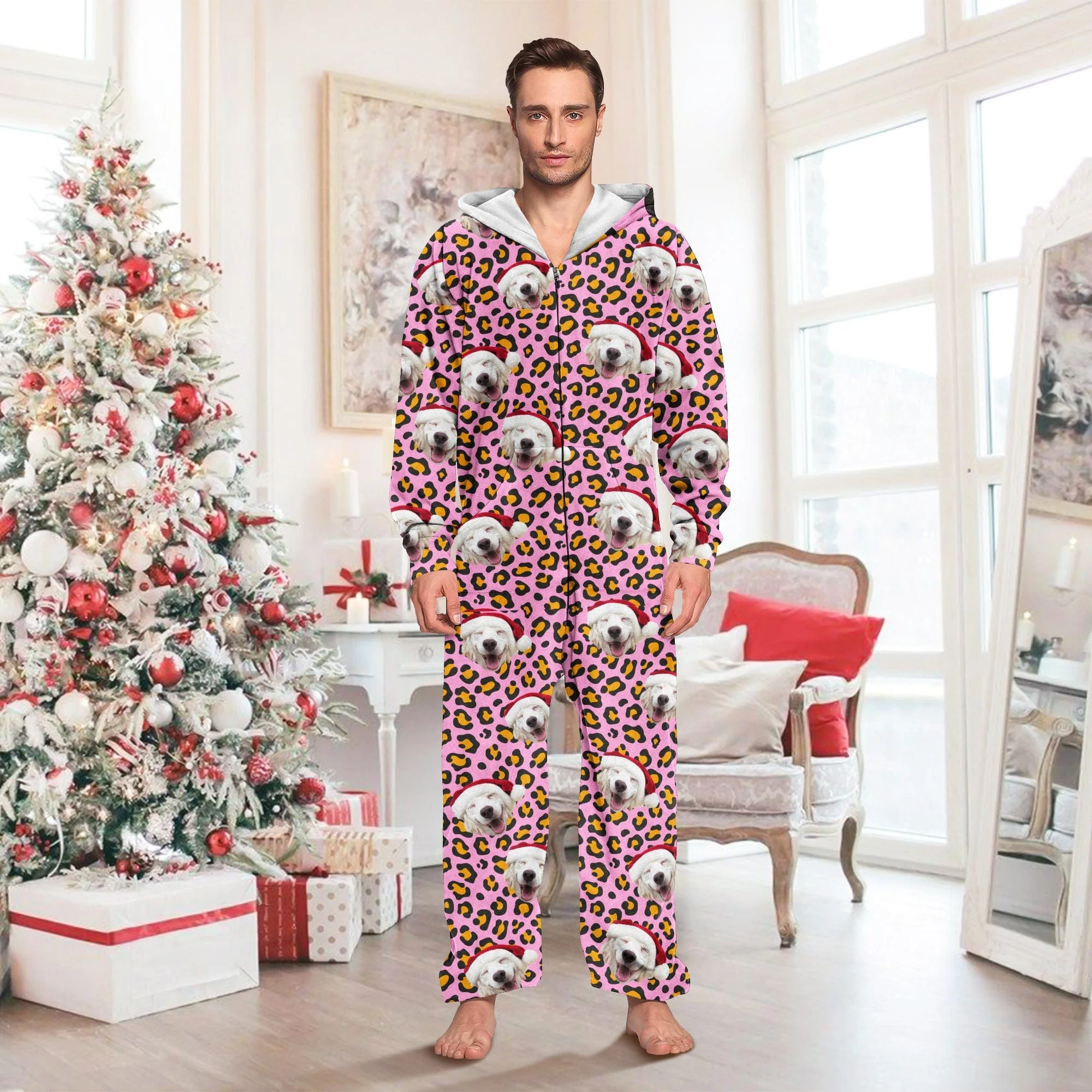 Custom Dog Photo With Leopard Pattern Onesie Pajamas HO82 893346 - Image 6