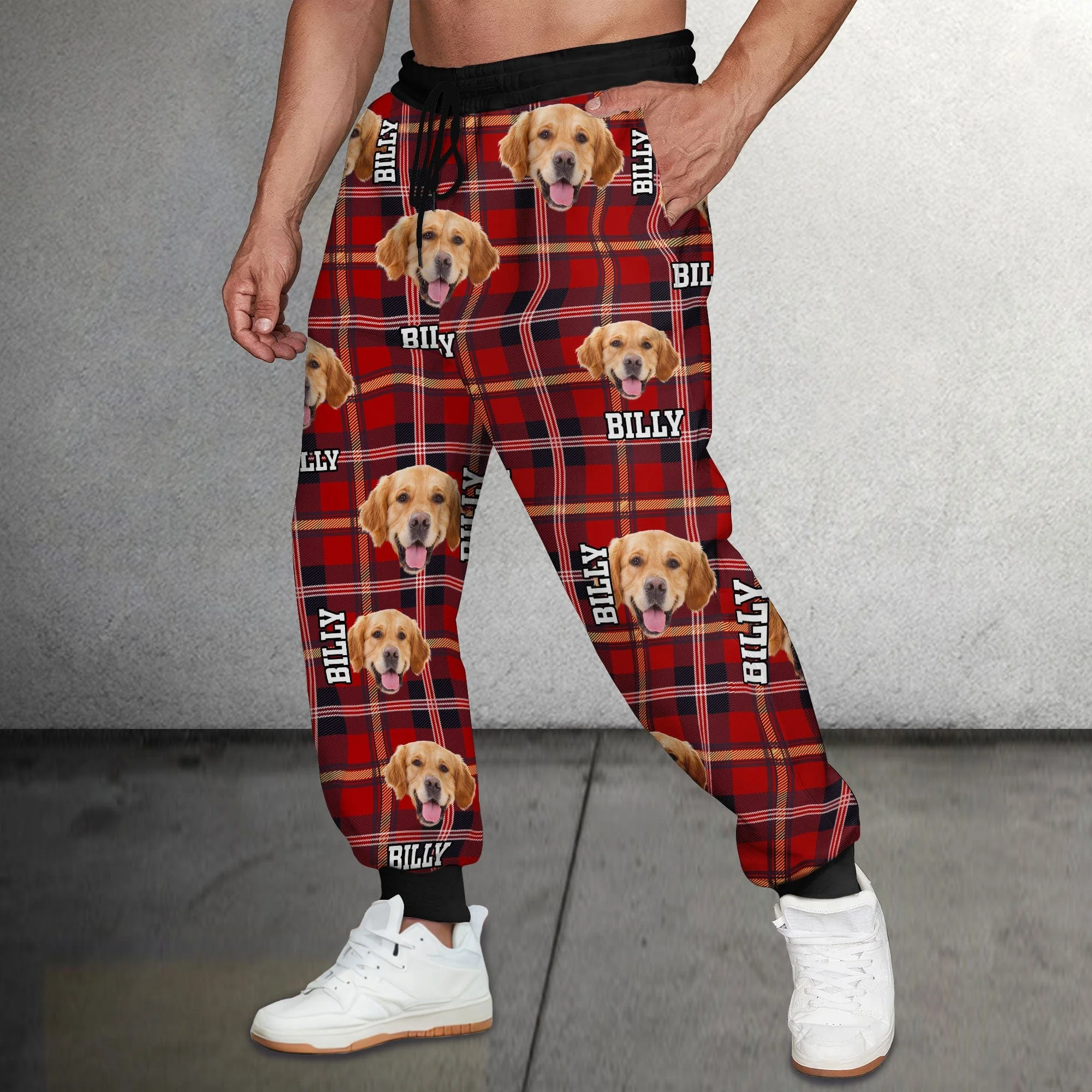 Custom Dog Photo With Plaid Background For Men and Women Sweatpants TH10 TA29 889838 - Image 3
