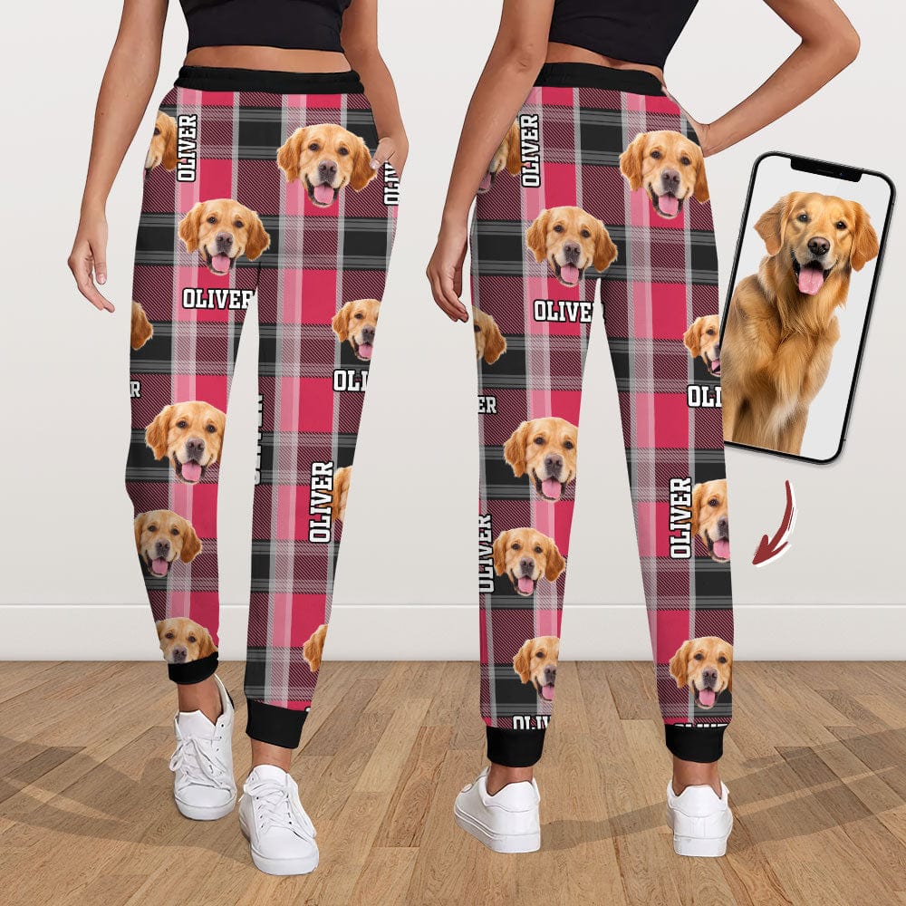 Custom Dog Photo With Plaid Background For Men and Women Sweatpants TH10 TA29 889838 - Image 4