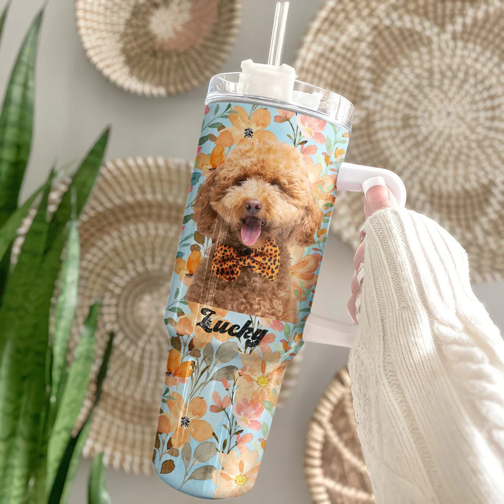 Custom Dog Portrait Photo With Retro Style Tumbler 40oz TA29 890334