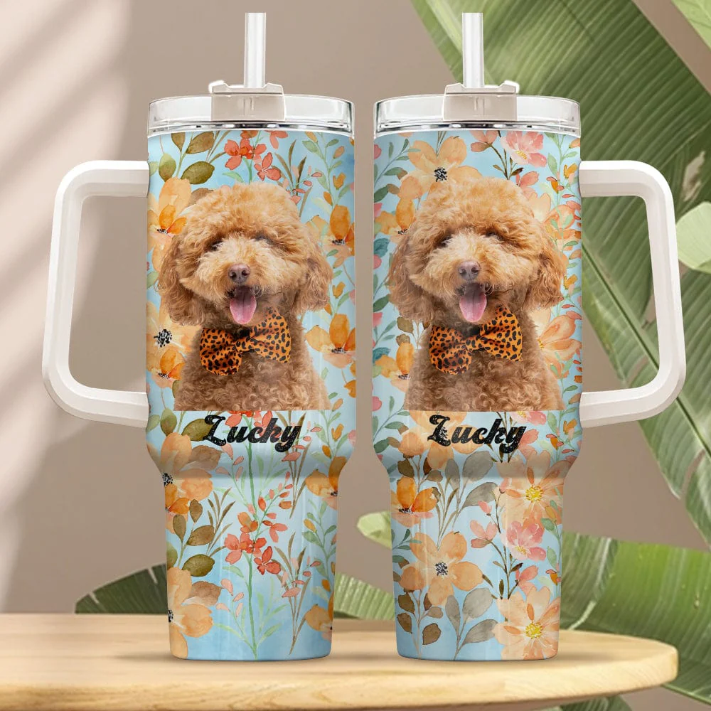 Custom Dog Portrait Photo With Retro Style Tumbler 40oz TA29 890334 - Image 2