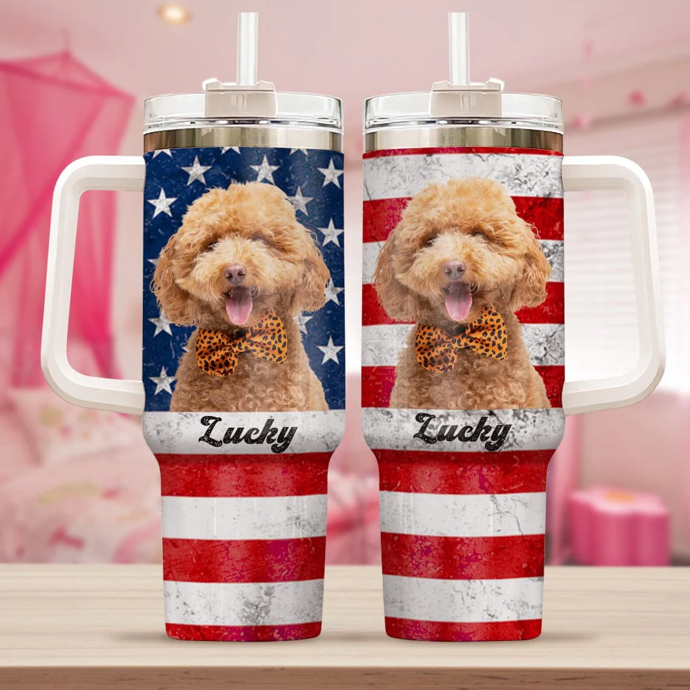 Custom Dog Portrait Photo With Retro Style Tumbler Iron Ring 40oz TA29 890326 - Image 2