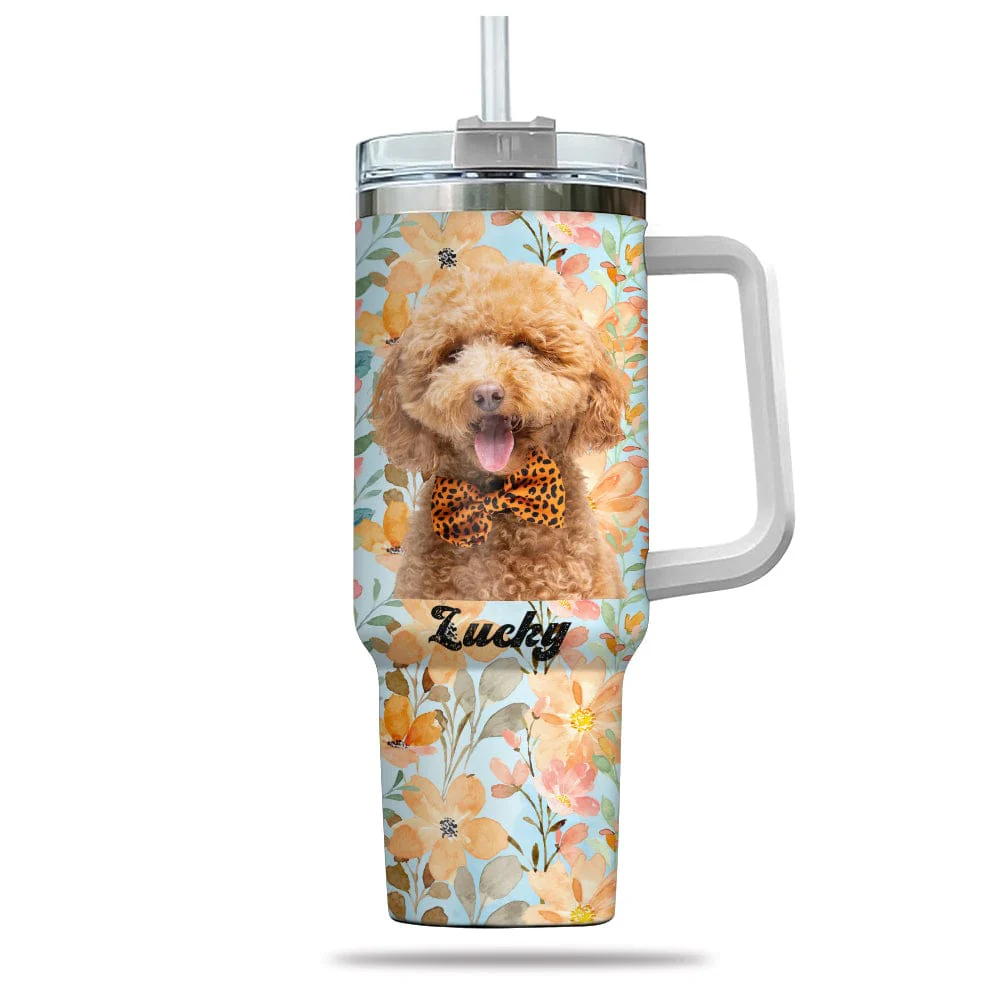 Custom Dog Portrait Photo With Retro Style Tumbler Iron Ring 40oz TA29 890326 - Image 3
