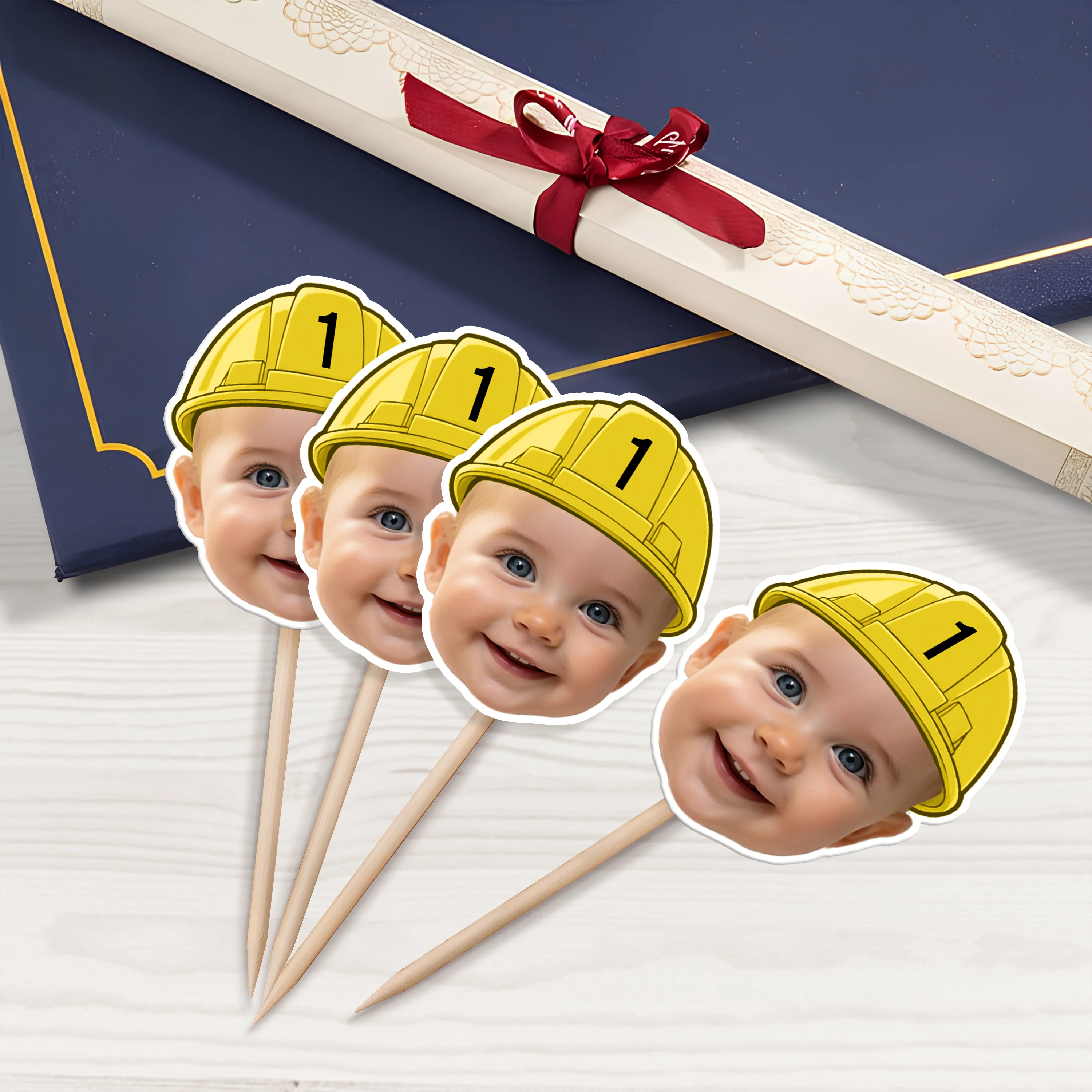 Custom Face Construction Kid Cupcake Toppers HO82 893580 - Image 2