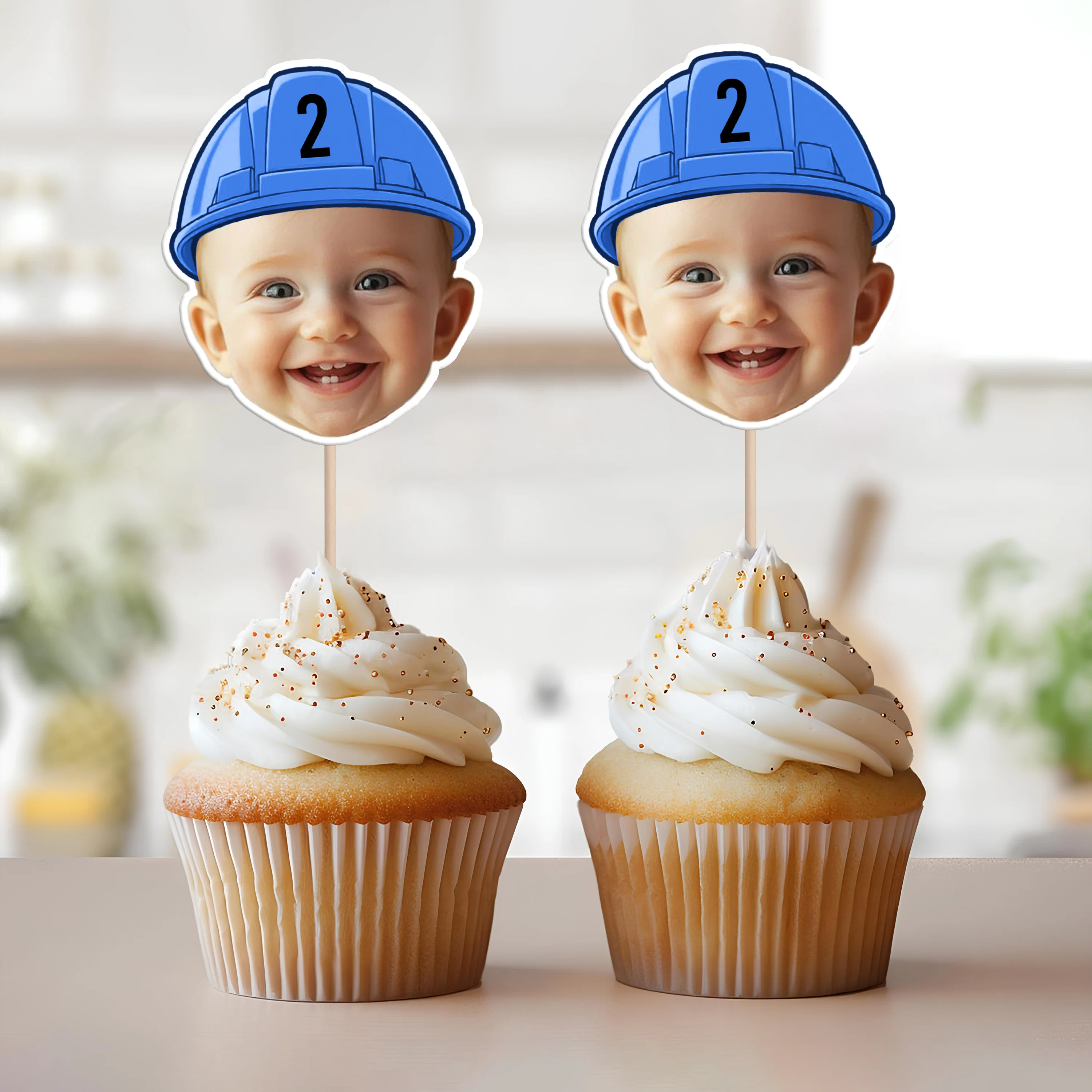 Custom Face Construction Kid Cupcake Toppers HO82 893580 - Image 4