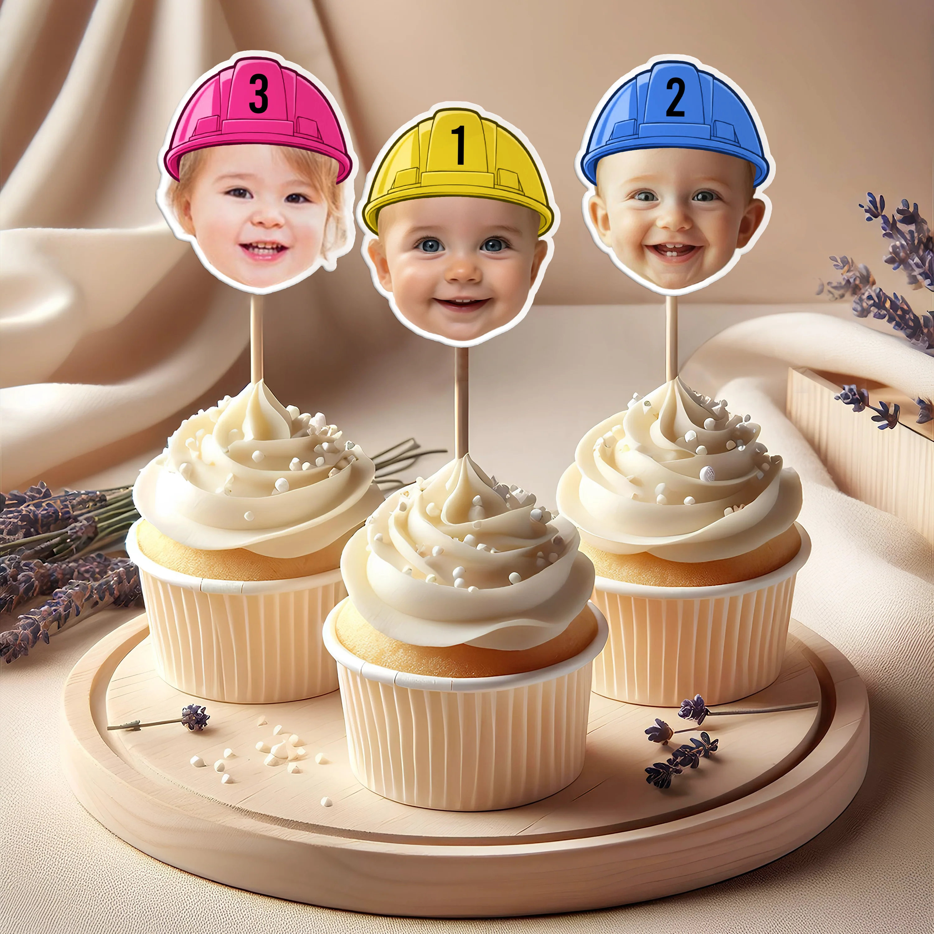 Custom Face Construction Kid Cupcake Toppers HO82 893580 - Image 5