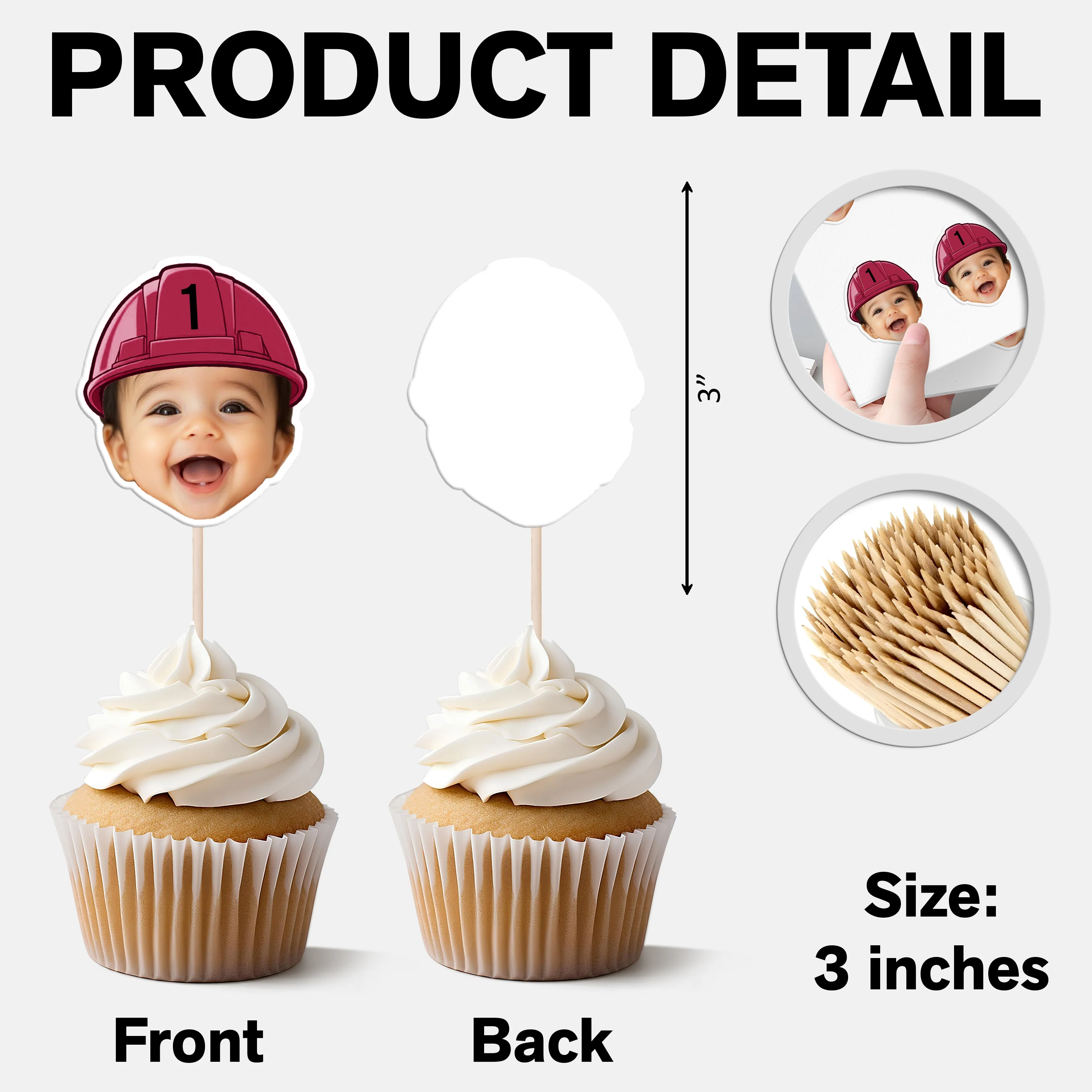 Custom Face Construction Kid Cupcake Toppers HO82 893580 - Image 6