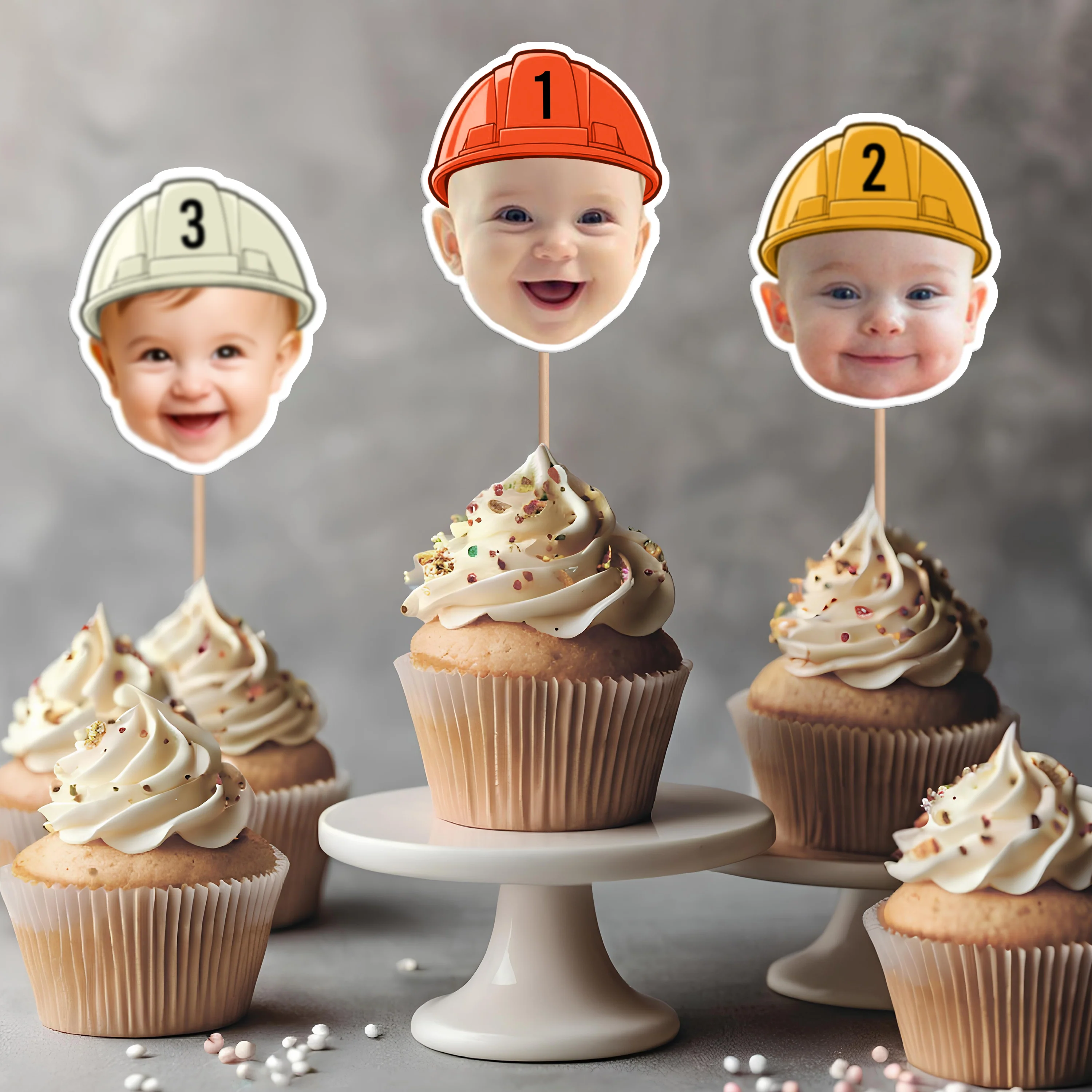Custom Face Construction Kid Cupcake Toppers HO82 893580 - Image 9