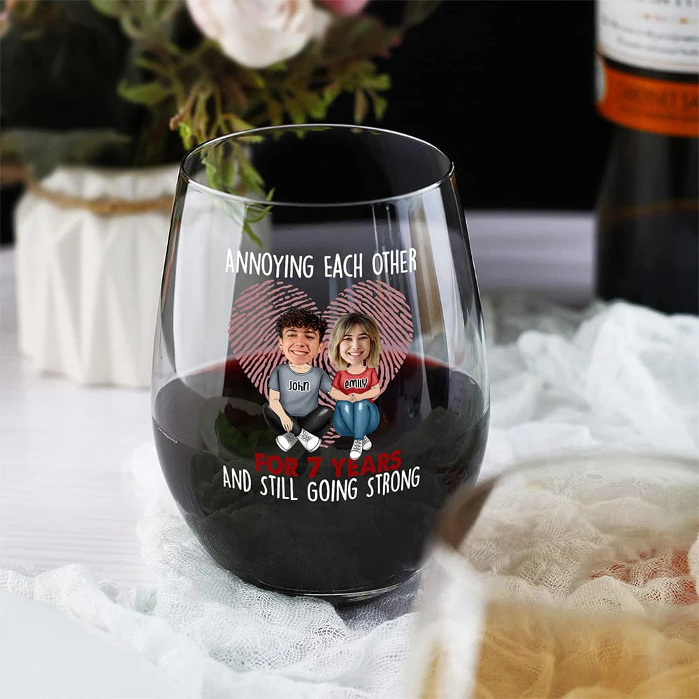 Custom Face Photo Annoying For Year Still Going Strong Couple Stemless Wine Glass For Valentine's Day HO82 893454 - Image 8