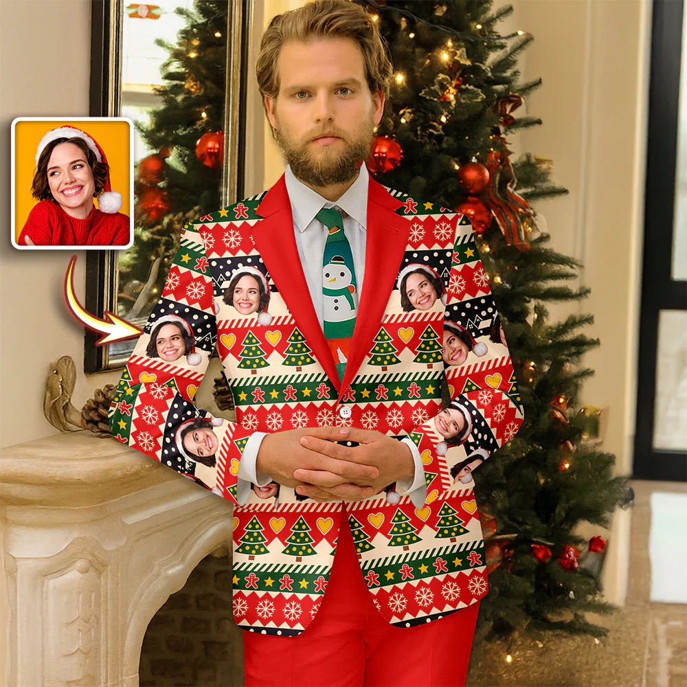 Custom Face Photo Family Men's Suits, Christmas Gift For Parents HO82 900238 - Image 5
