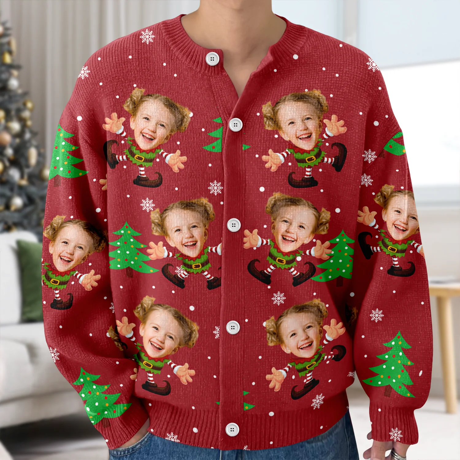 Custom Face Xmas Elves Cardigan Gift For Family HO82 900270 - Image 3