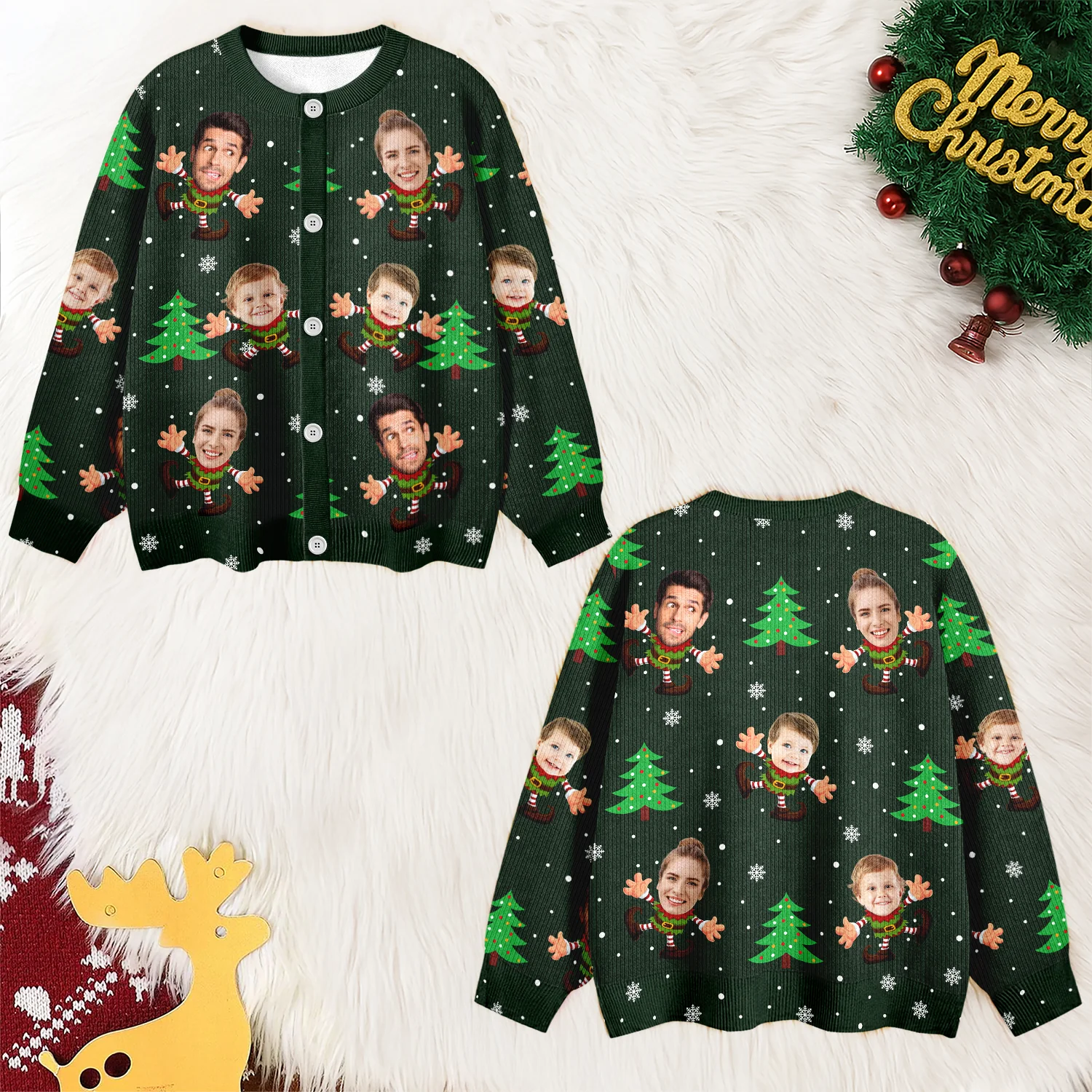 Custom Face Xmas Elves Cardigan Gift For Family HO82 900270 - Image 4