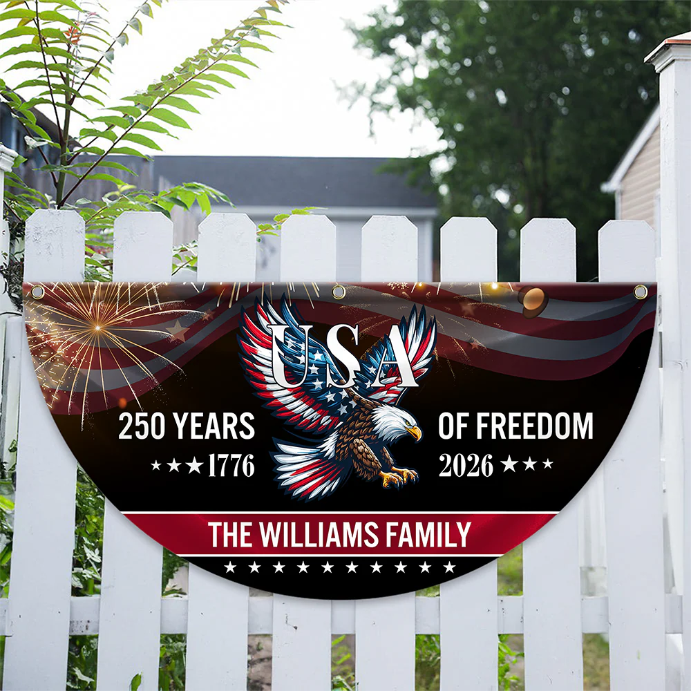 Custom Family Name 250 Years Of Freedom Patriotic Eagle Non-pleated Fan Flag HO82 901310 - Image 4