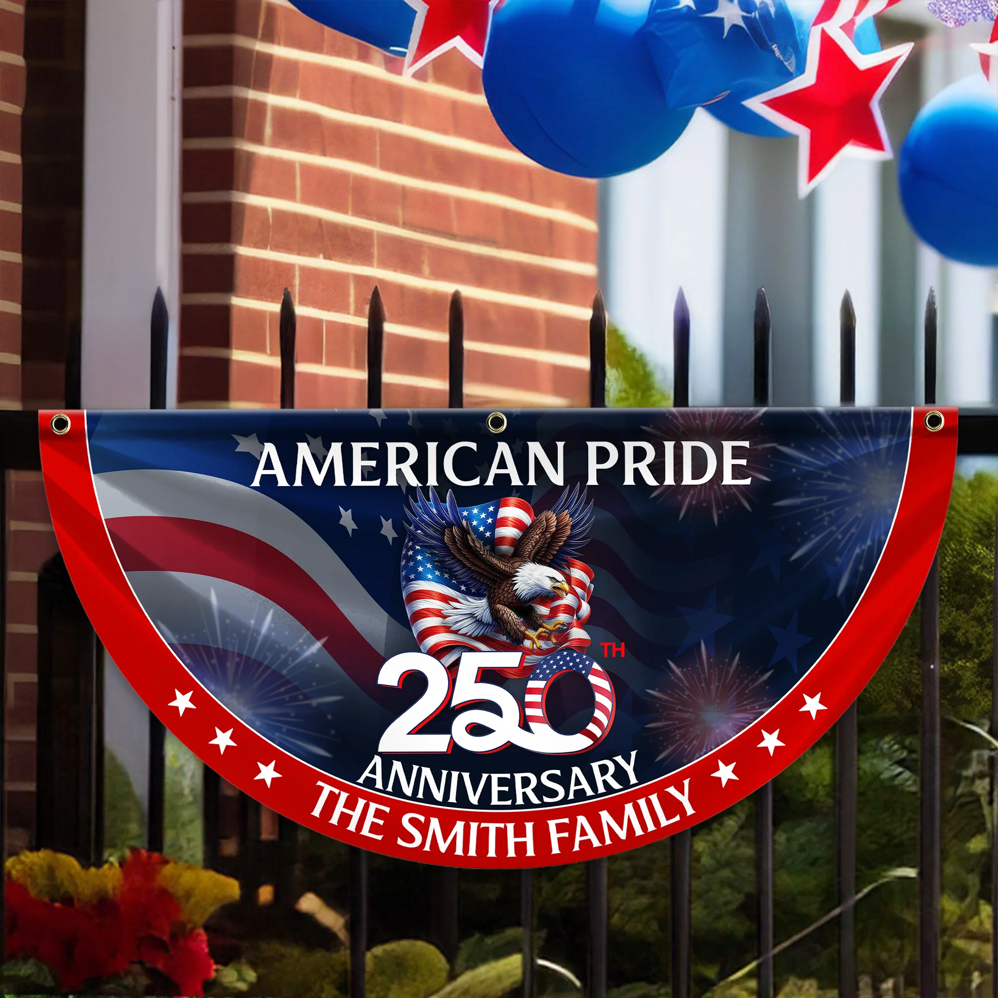 Custom Family Name American Pride Patriotic 250th Anniversary Eagle 1776–2026 Non-pleated Fan Flag HO82 901312 - Image 4