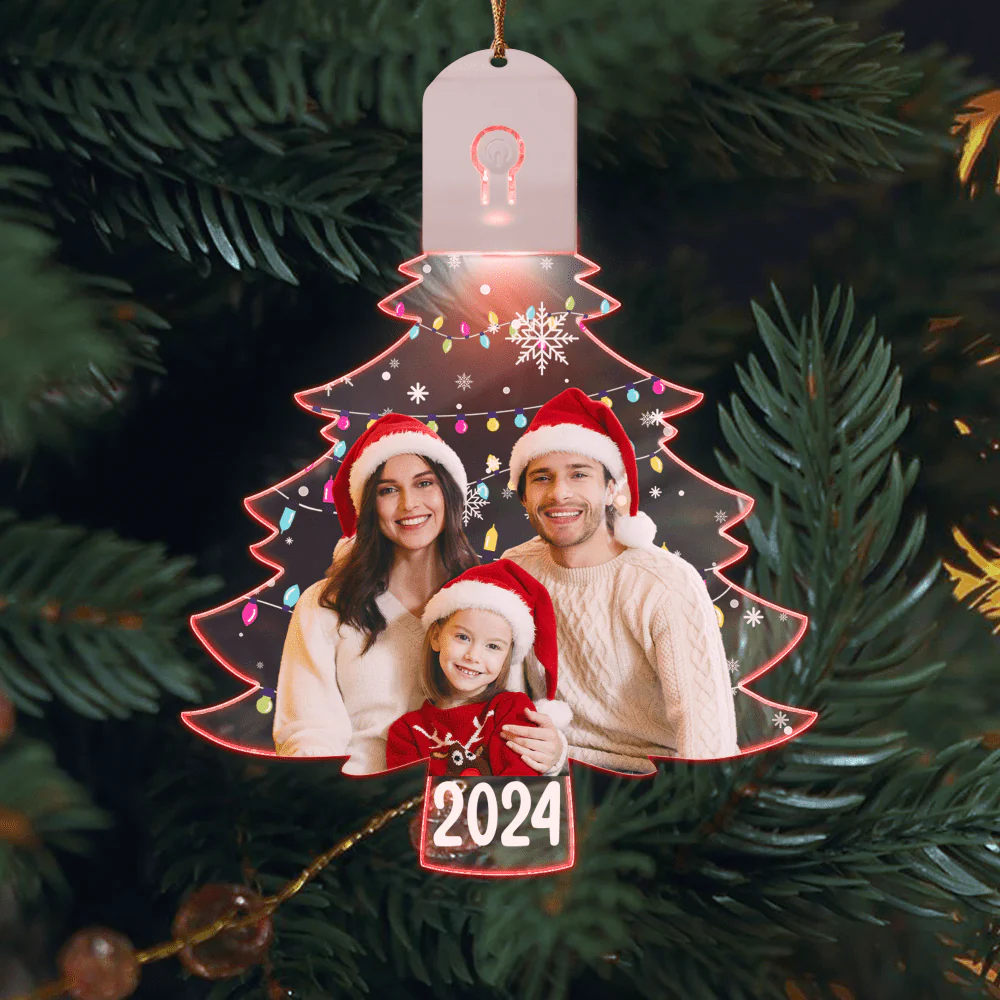 Custom Family Photo On Christmas Tree Led Acrylic Ornament HO82 893248 - Image 2