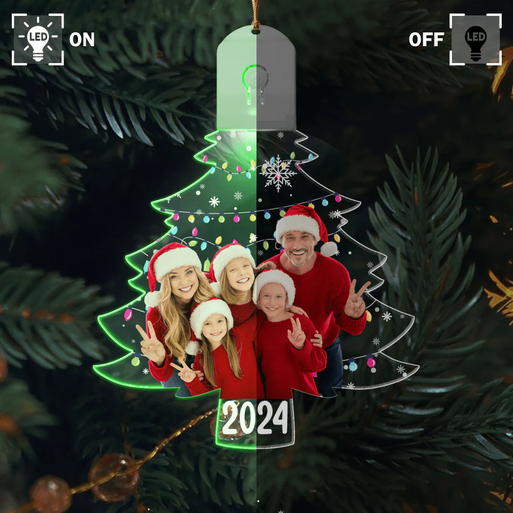 Custom Family Photo On Christmas Tree Led Acrylic Ornament HO82 893248 - Image 3