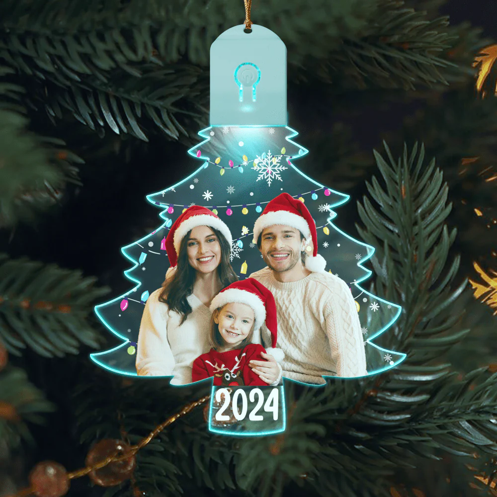Custom Family Photo On Christmas Tree Led Acrylic Ornament HO82 893248 - Image 4