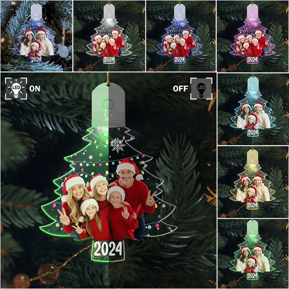 Custom Family Photo On Christmas Tree Led Acrylic Ornament HO82 893248 - Image 5