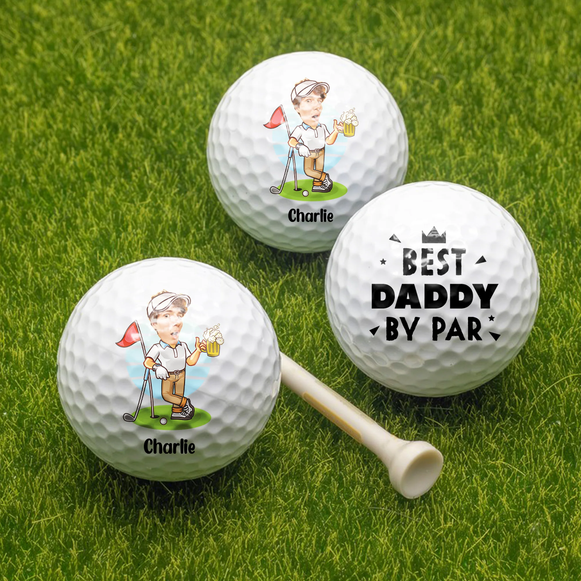 Custom Funny Face Best Dad Best Mom By Par Golf Ball HO82 900808 - Image 2